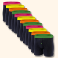 Sock Stack Boxer Shorts 12 Pack Black Cotton Blend Breathable Comfortable Stretch Button Fly MB08 Durable Lightweight Activewear Underwear