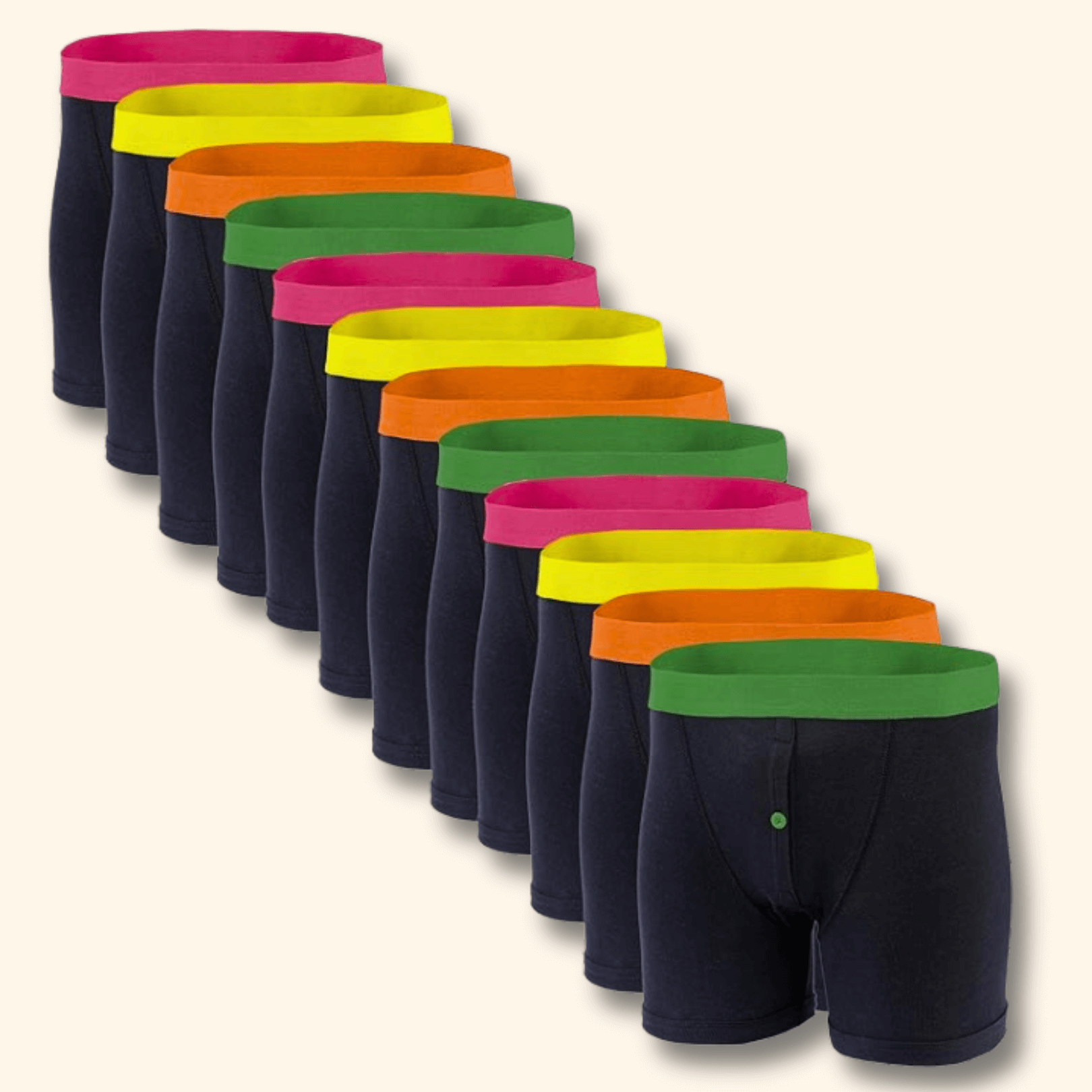 Sock Stack Boxer Shorts 12 Pack Black Cotton Blend Breathable Comfortable Stretch Button Fly MB08 Durable Lightweight Activewear Underwear