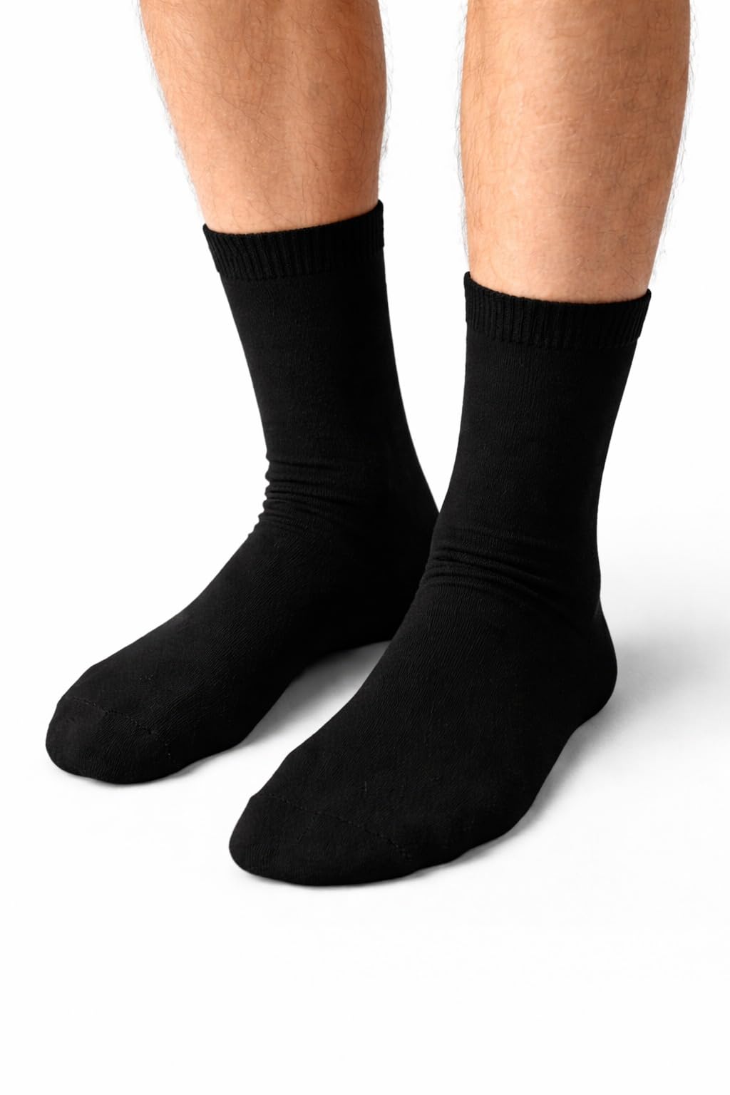 MAYAR STYLES® Black Crew Socks for Men – 5 Pairs Pack, 100% Cotton, Breathable Everyday Socks, UK Size 6–8