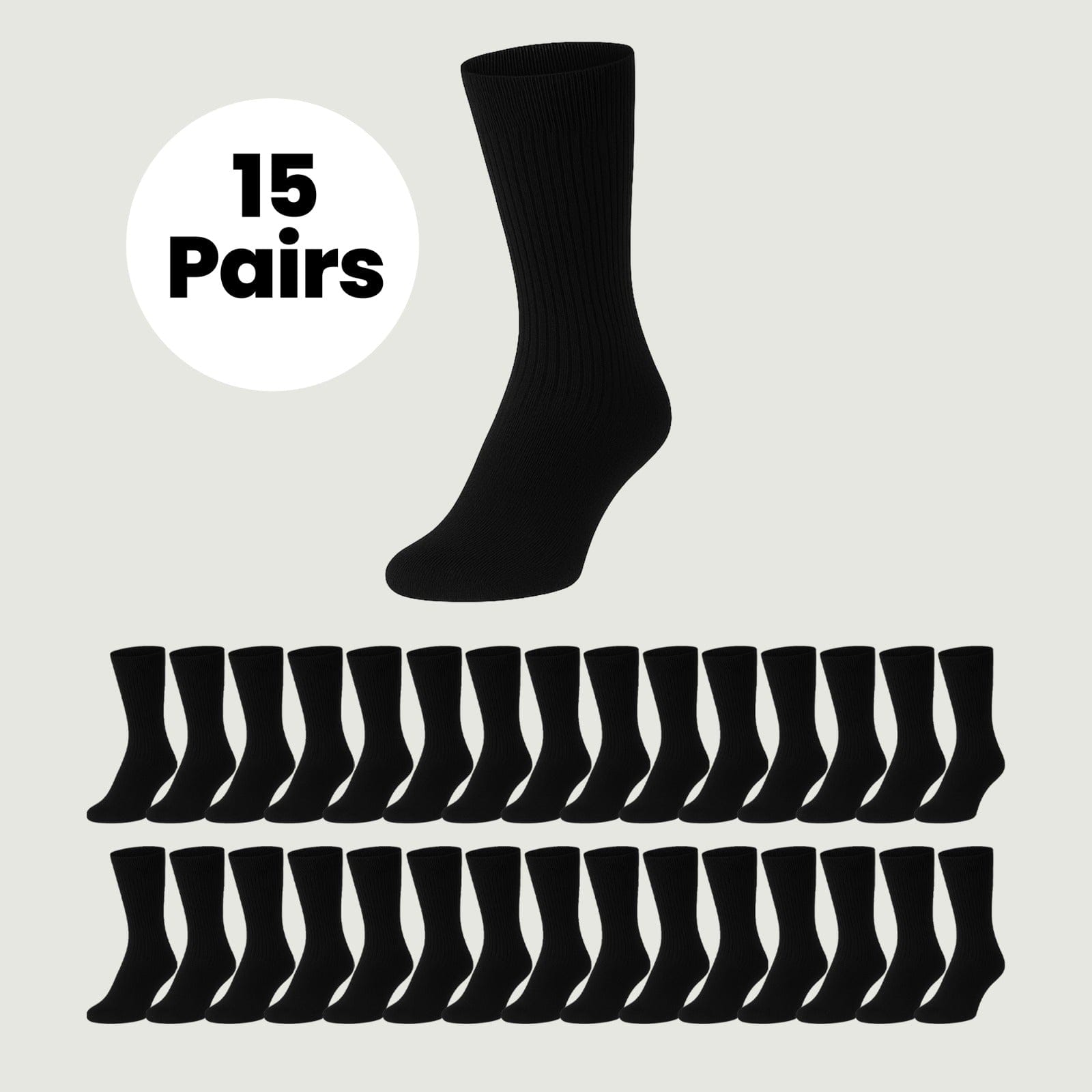Sock Stack Mens Cotton Rich Performance Sport Socks 15 Pairs UK 6 To 11 Black Grey White Cushioned Anti Blister Moisture Wicking Breathable