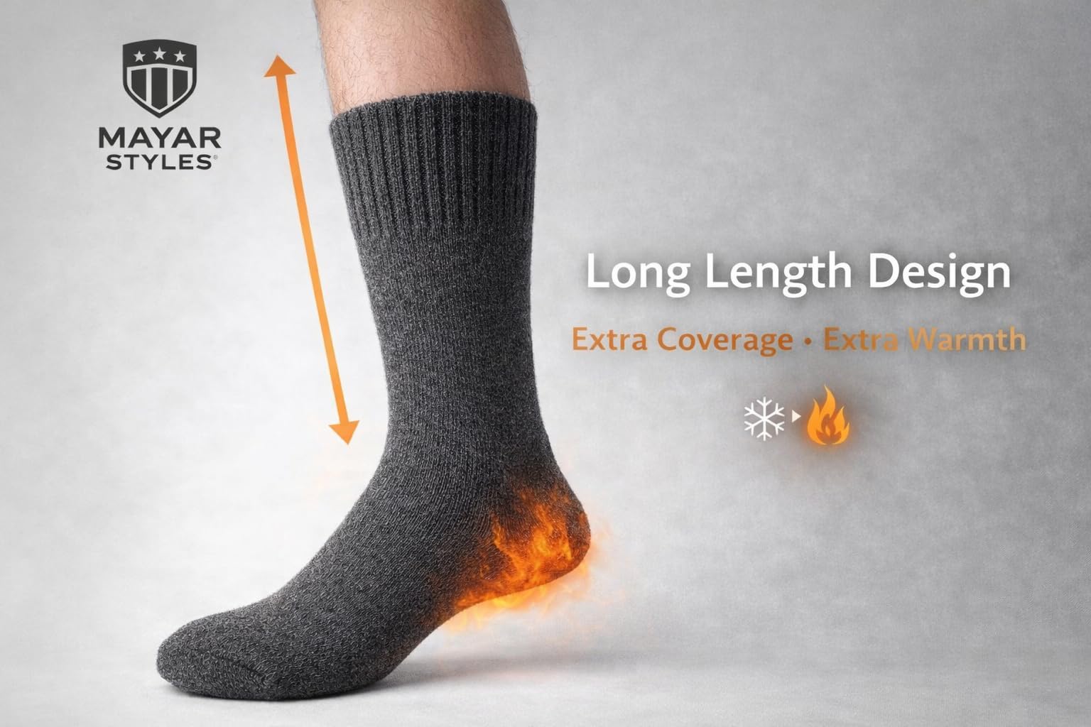 MAYAR STYLES® Men’s Thermal Long Socks – Extra Warm Winter Socks, Thick Insulated, Soft Acrylic Blend, Cold Weather Work & Outdoor Socks, UK 6–11