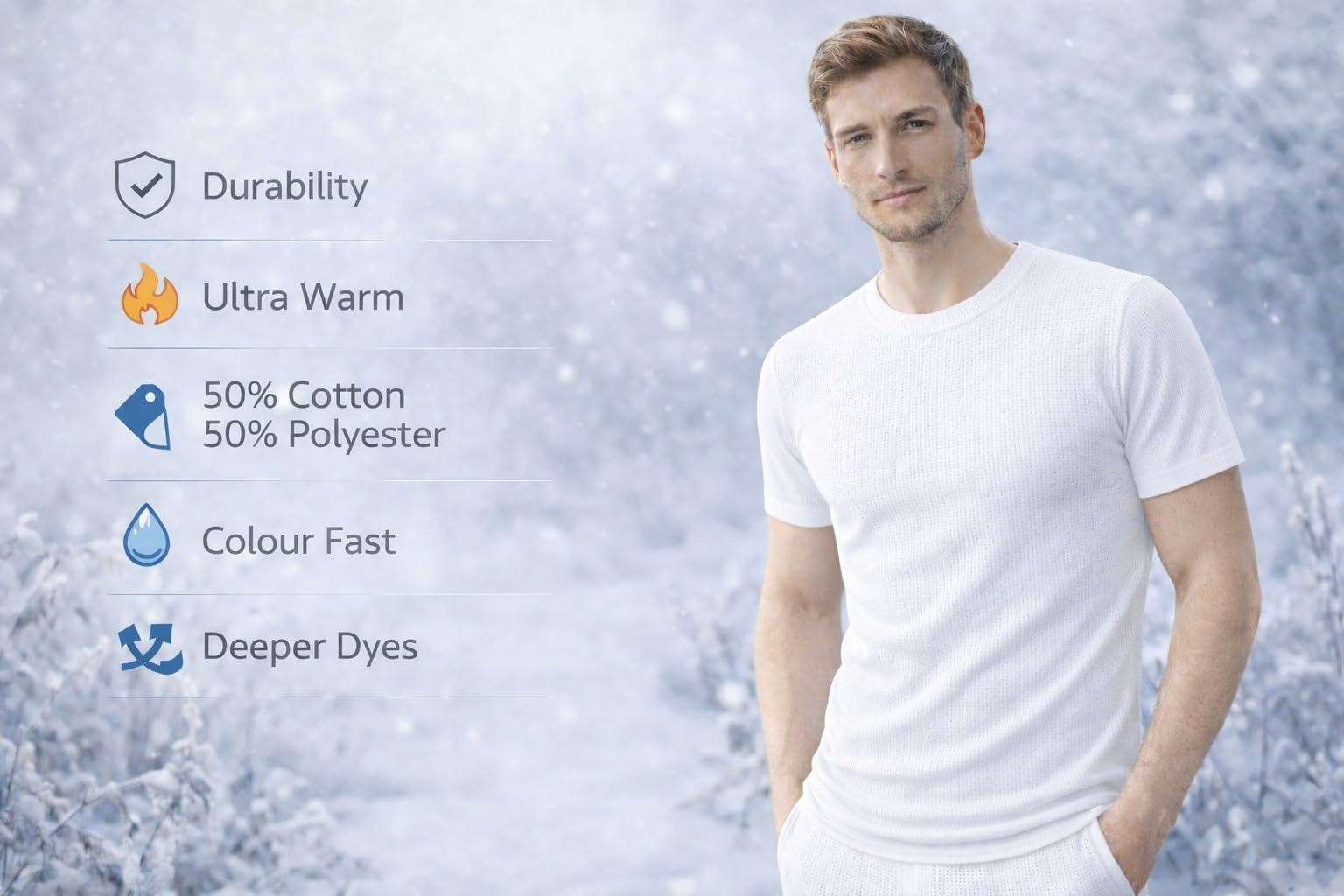 MAYAR STYLES® Men’s Thermal Short Sleeve Underwear Top – Warm Breathable Base Layer – Soft Cotton Blend Winter Thermal T-Shirt – Heat Retaining – S to XXL