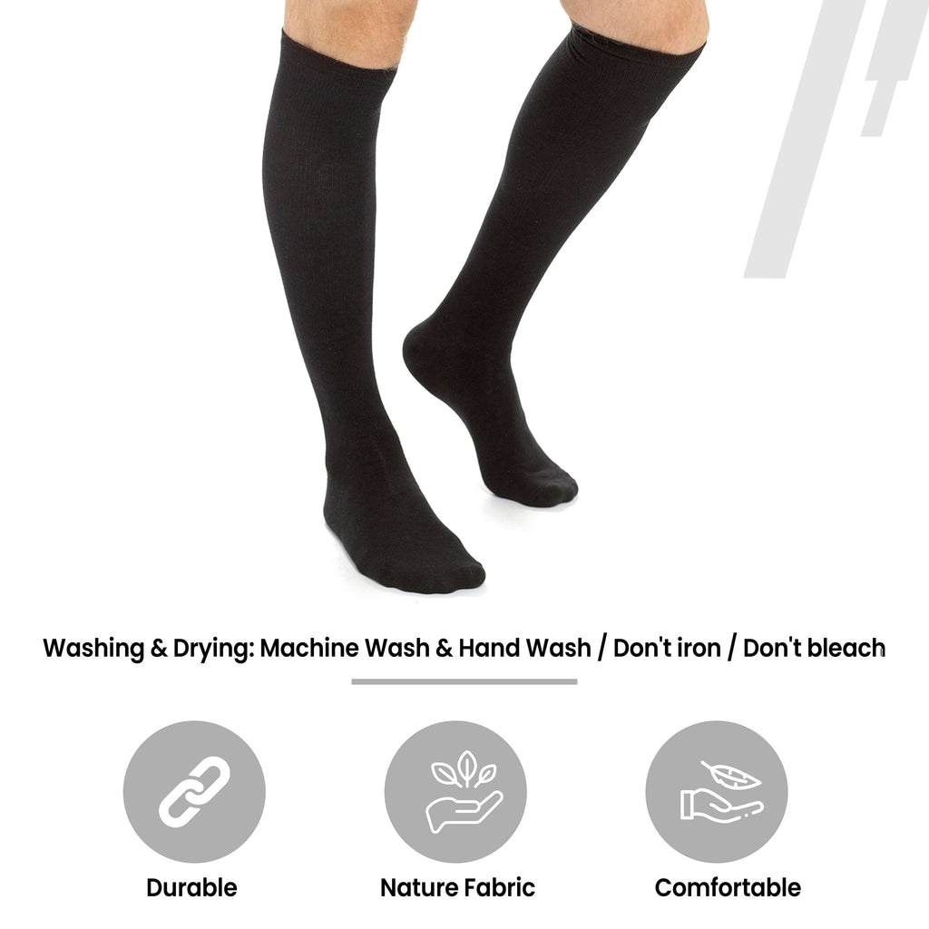 Sock Stack Travel Compression Socks 2 Pairs Unisex Knee-High Black Breathable Flight Socks for Circulation and Leg Support