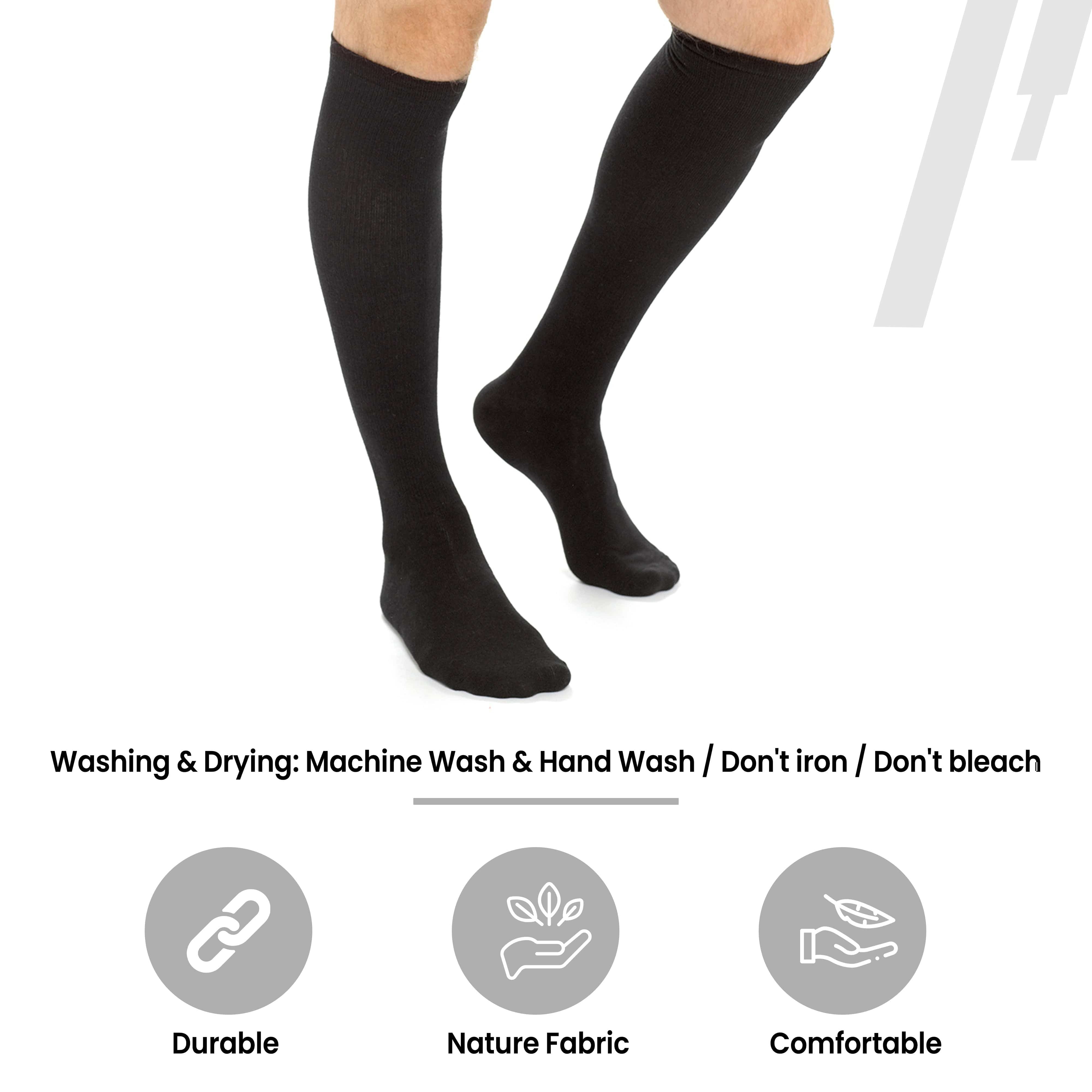 Sock Stack Travel Compression Socks 2 Pairs Unisex Knee-High Black Breathable Flight Socks for Circulation and Leg Support