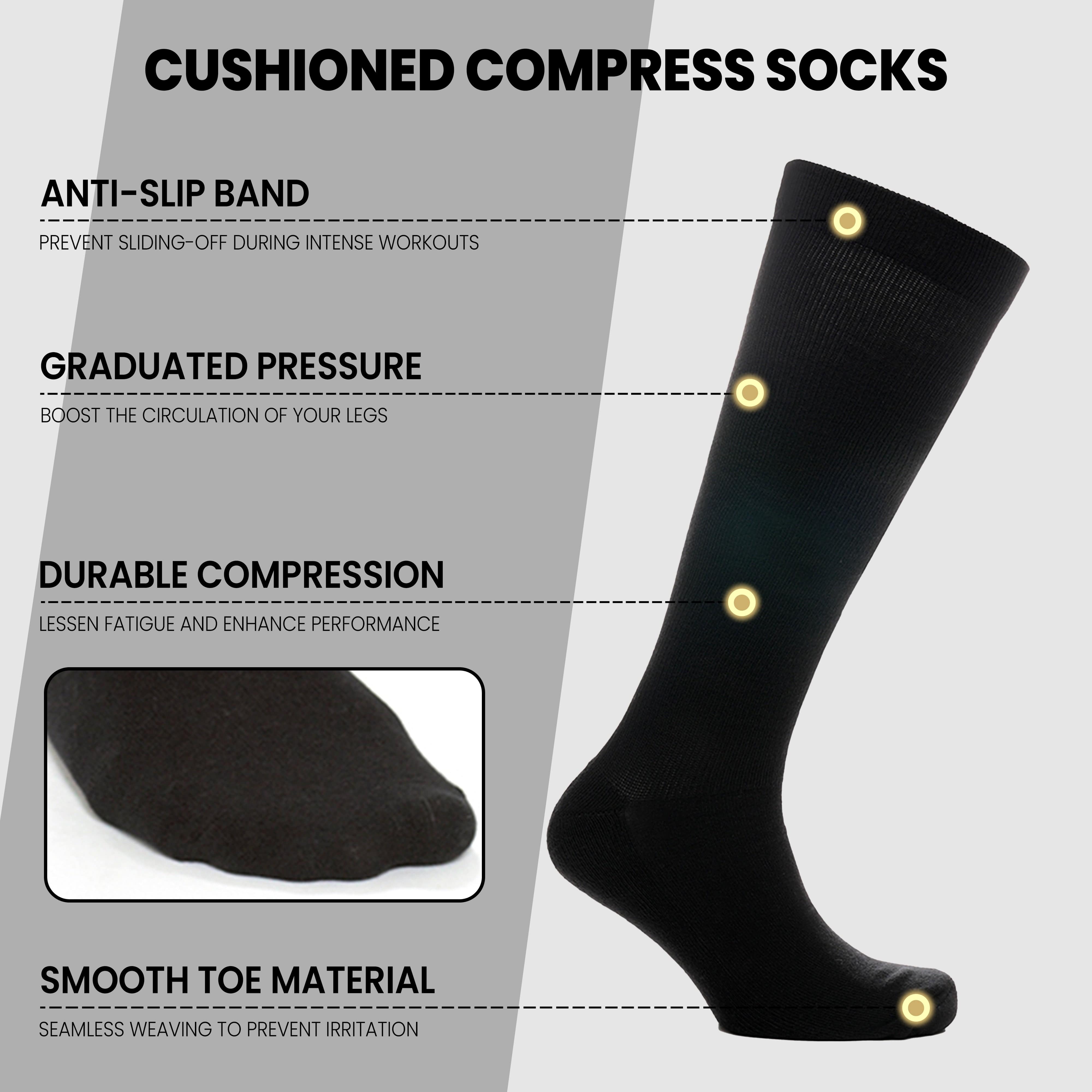 Sock Stack Travel Compression Socks 2 Pairs Unisex Knee-High Black Breathable Flight Socks for Circulation and Leg Support