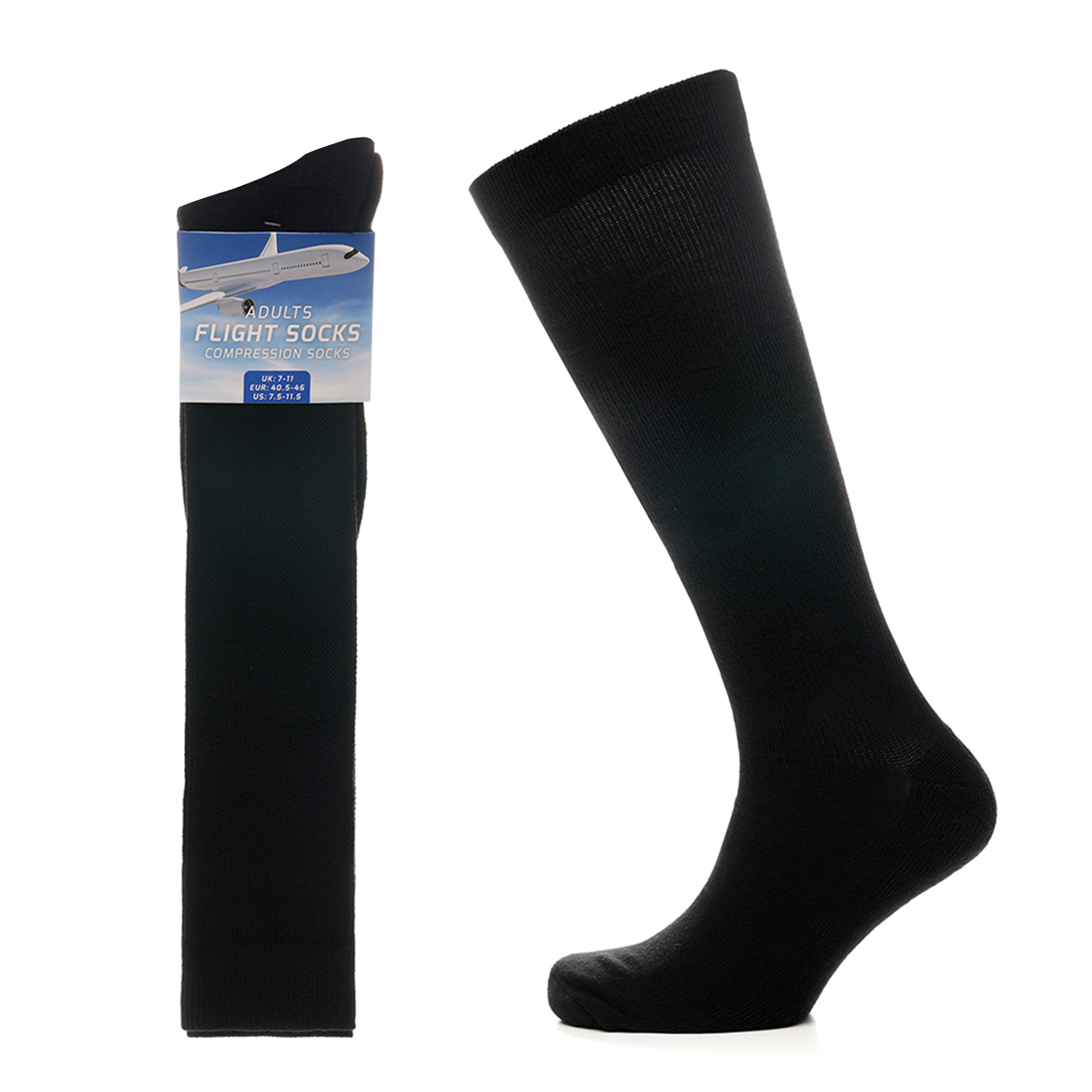 Sock Stack Travel Compression Socks 2 Pairs Unisex Knee-High Black Breathable Flight Socks for Circulation and Leg Support