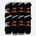 Heatwave Thermalwear Mens Black Thermal Socks 24 Pairs Double Brushed Knit Insulated For Cold Weather Work Boots Extra Warmth
