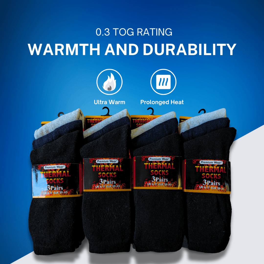 Heatwave Thermalwear Mens Black Thermal Socks 24 Pairs Double Brushed Knit Insulated For Cold Weather Work Boots Extra Warmth