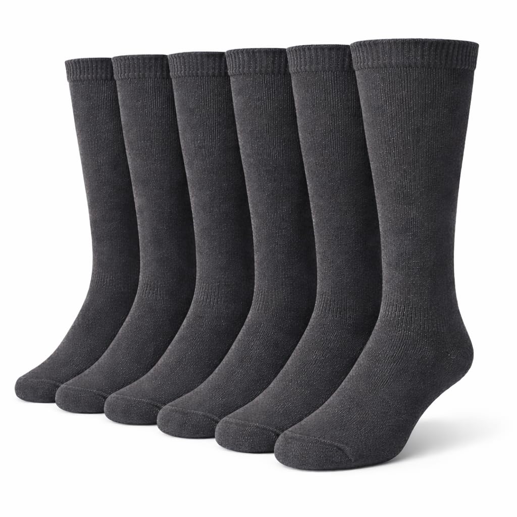 MAYAR STYLES® 6 Pairs Girls Kids Knee High School Socks Cotton Rich | Back to School Plain Long Socks | Uniform, Party & Daily Wear