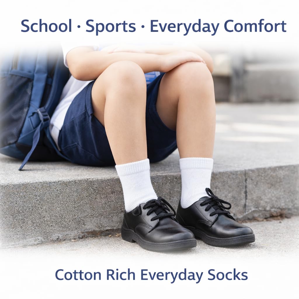 MAYAR STYLES® Unisex Girls Boys School Calf Socks Crew Mid-Calf Cotton Rich Everyday Socks, 6 Pairs