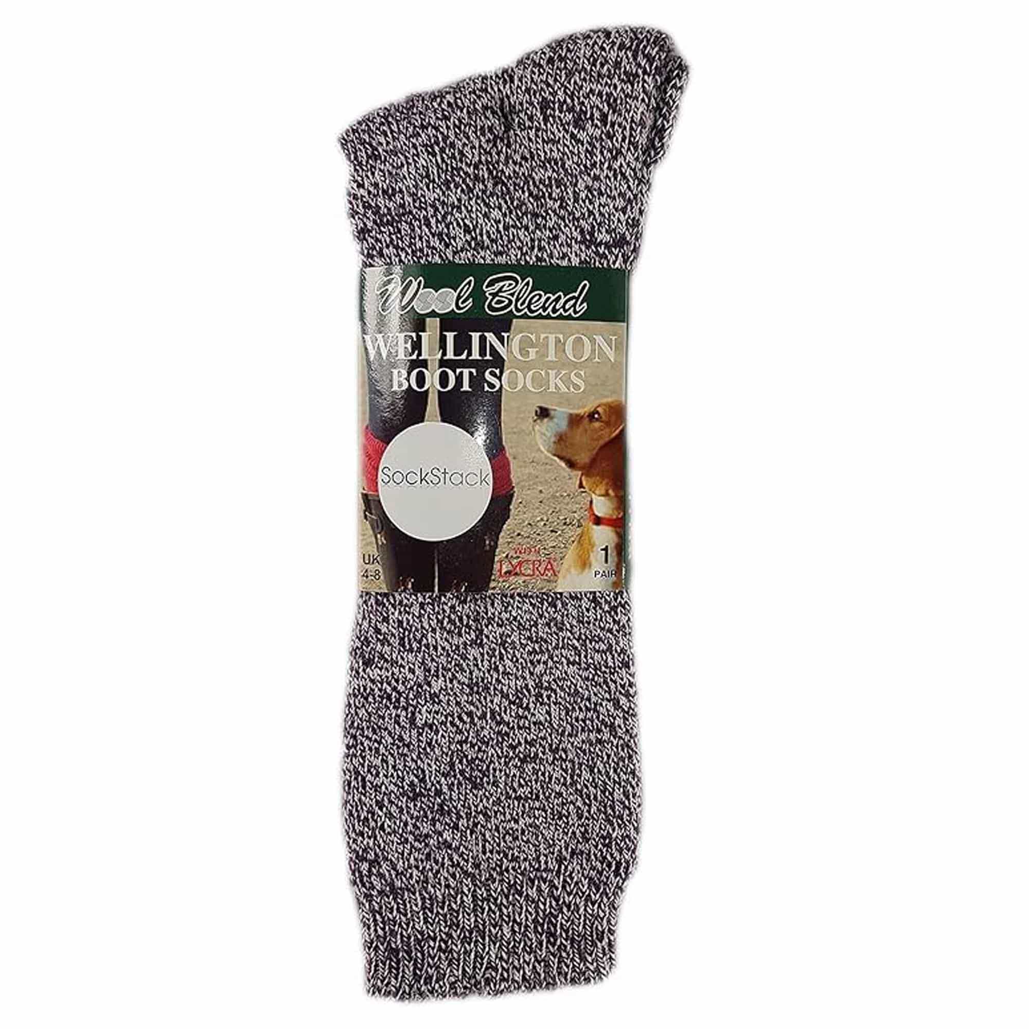 Sock Stack 3 Pairs Womens Wellington Boot Socks Thermal Wool Blend Knee High UK 4-8 EU 37-40 Moisture Wicking Assorted Colors