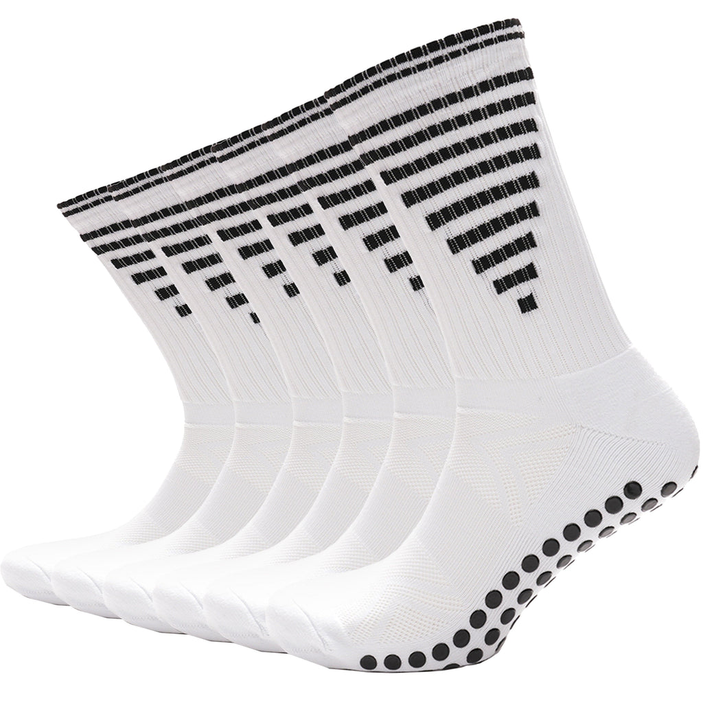 Sock Stack White Anti Slip Football Grip Socks For Men 3 Pairs Ideal For Gym Running Yoga Trekking Hiking Non Slip Cushion For Stability