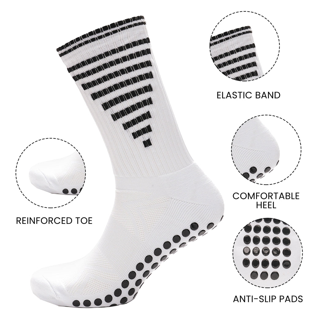 Sock Stack White Anti Slip Football Grip Socks For Men 3 Pairs Ideal For Gym Running Yoga Trekking Hiking Non Slip Cushion For Stability