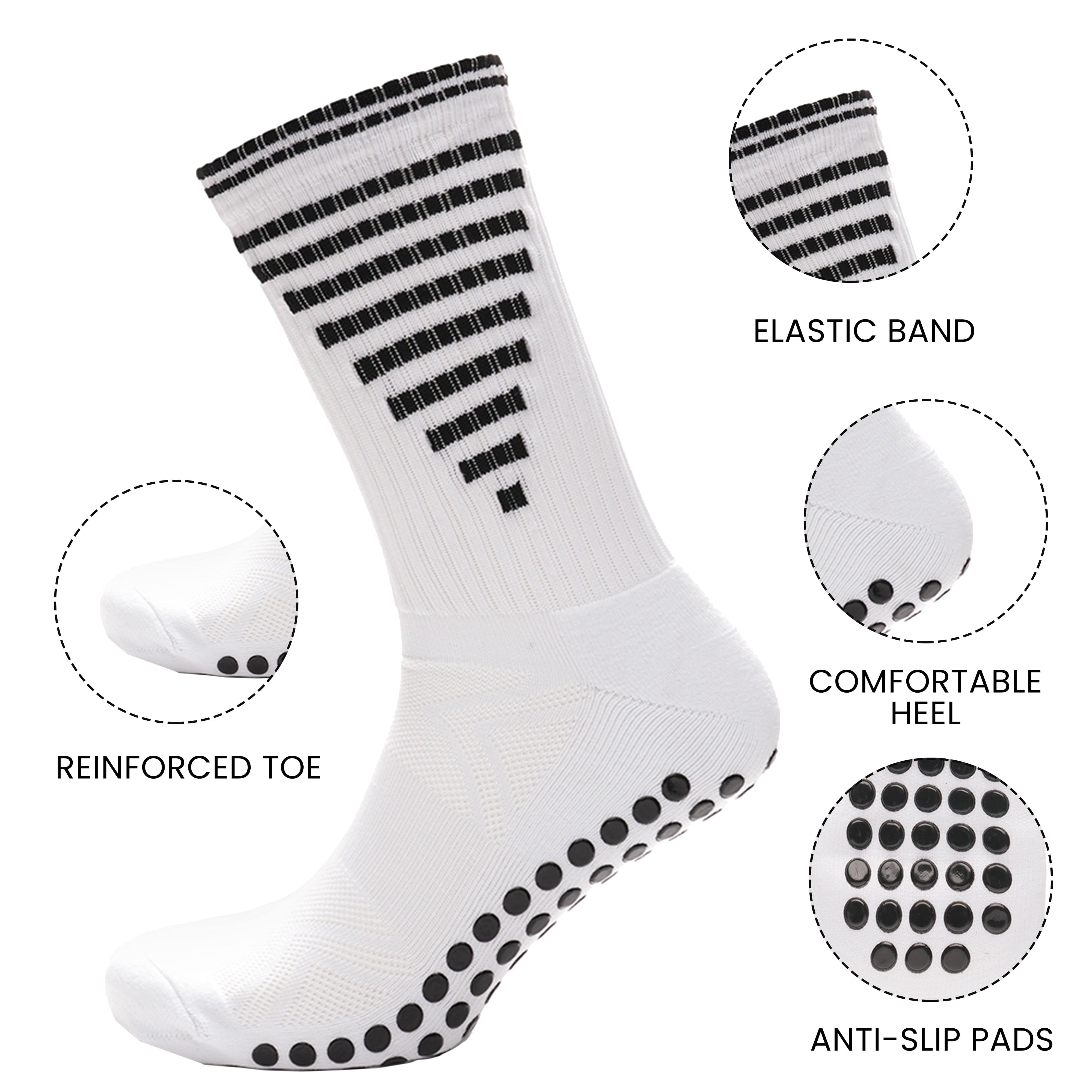 Sock Stack White Anti Slip Football Grip Socks For Men 3 Pairs Ideal For Gym Running Yoga Trekking Hiking Non Slip Cushion For Stability