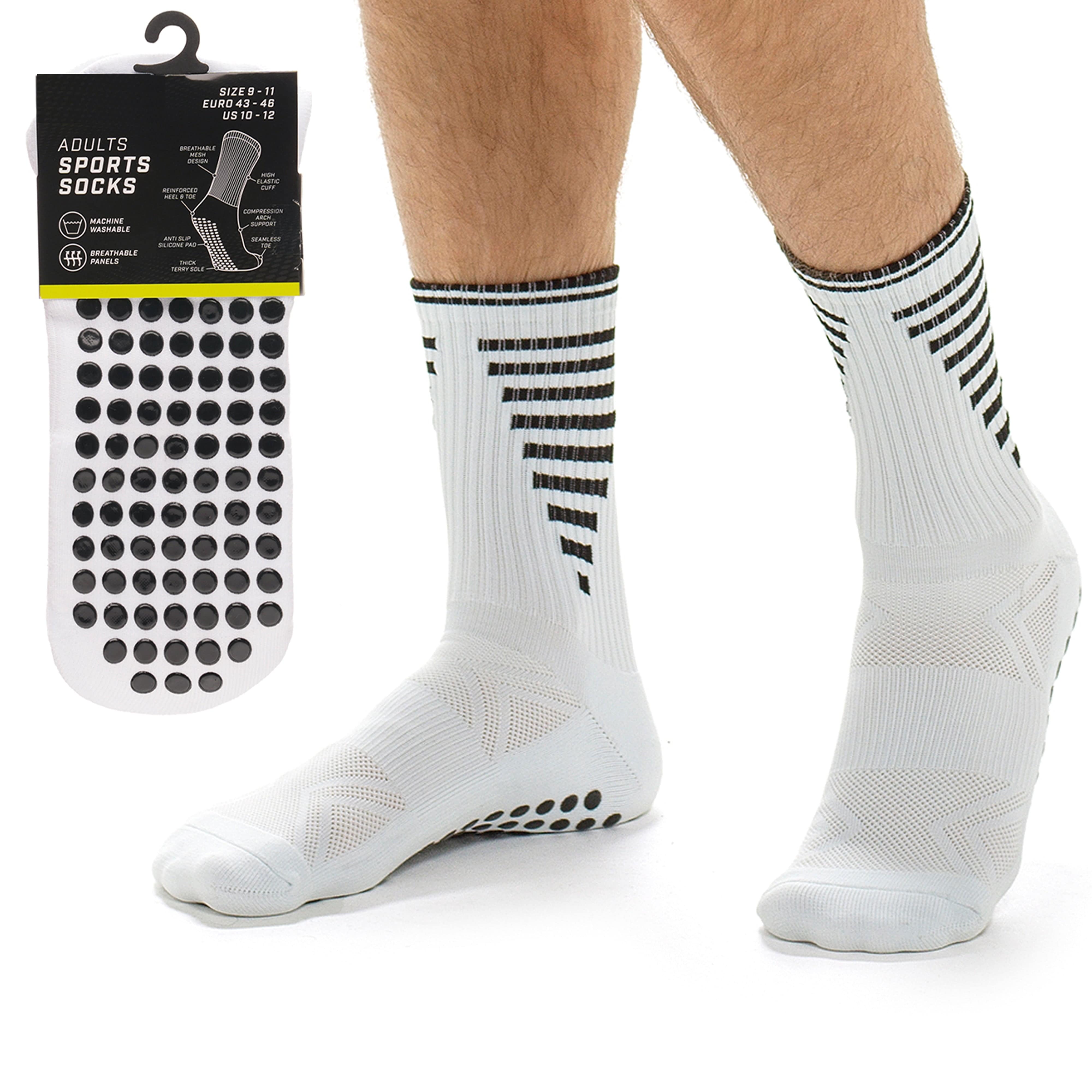 Sock Stack White Anti Slip Football Grip Socks For Men 3 Pairs Ideal For Gym Running Yoga Trekking Hiking Non Slip Cushion For Stability
