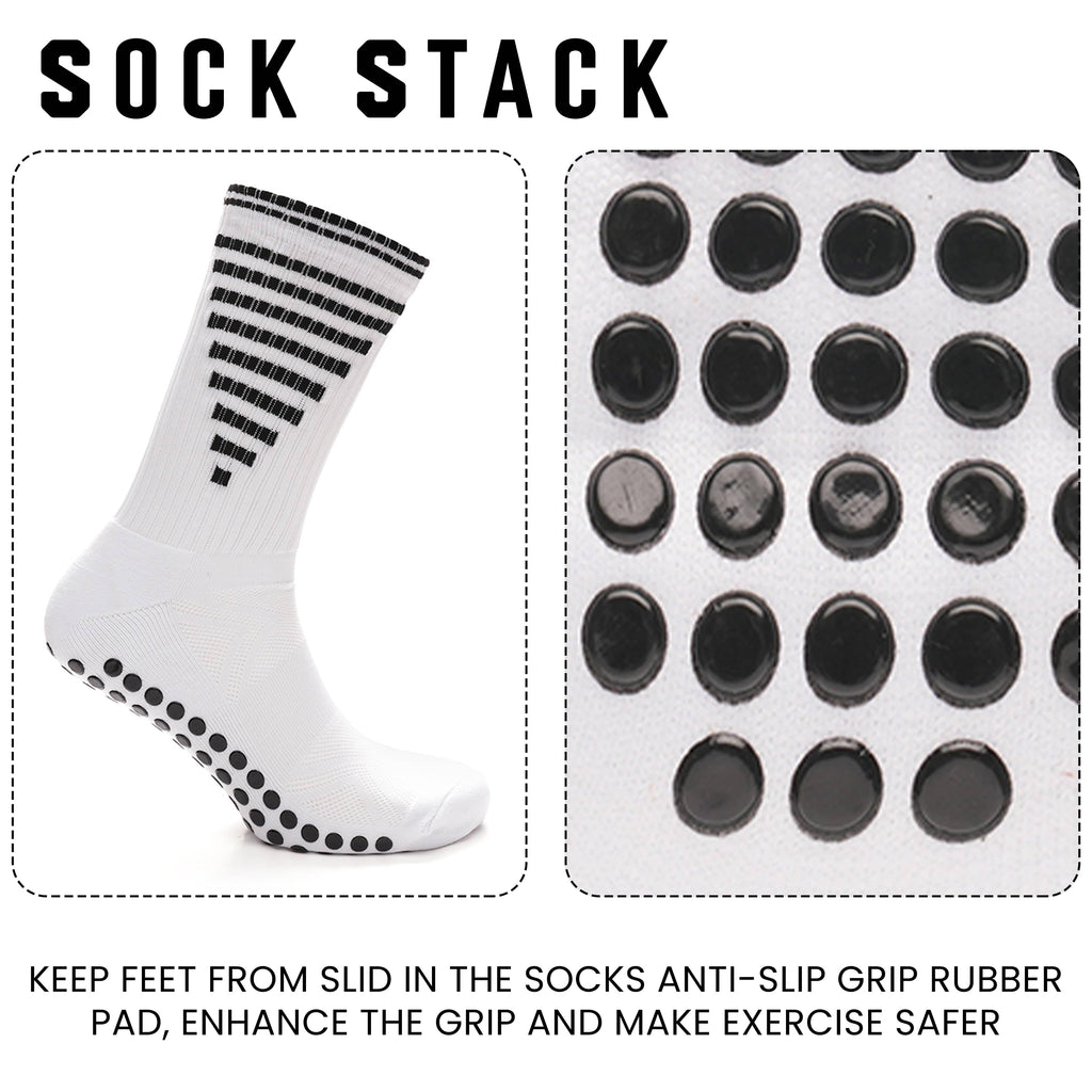 Sock Stack White Anti Slip Football Grip Socks For Men 3 Pairs Ideal For Gym Running Yoga Trekking Hiking Non Slip Cushion For Stability