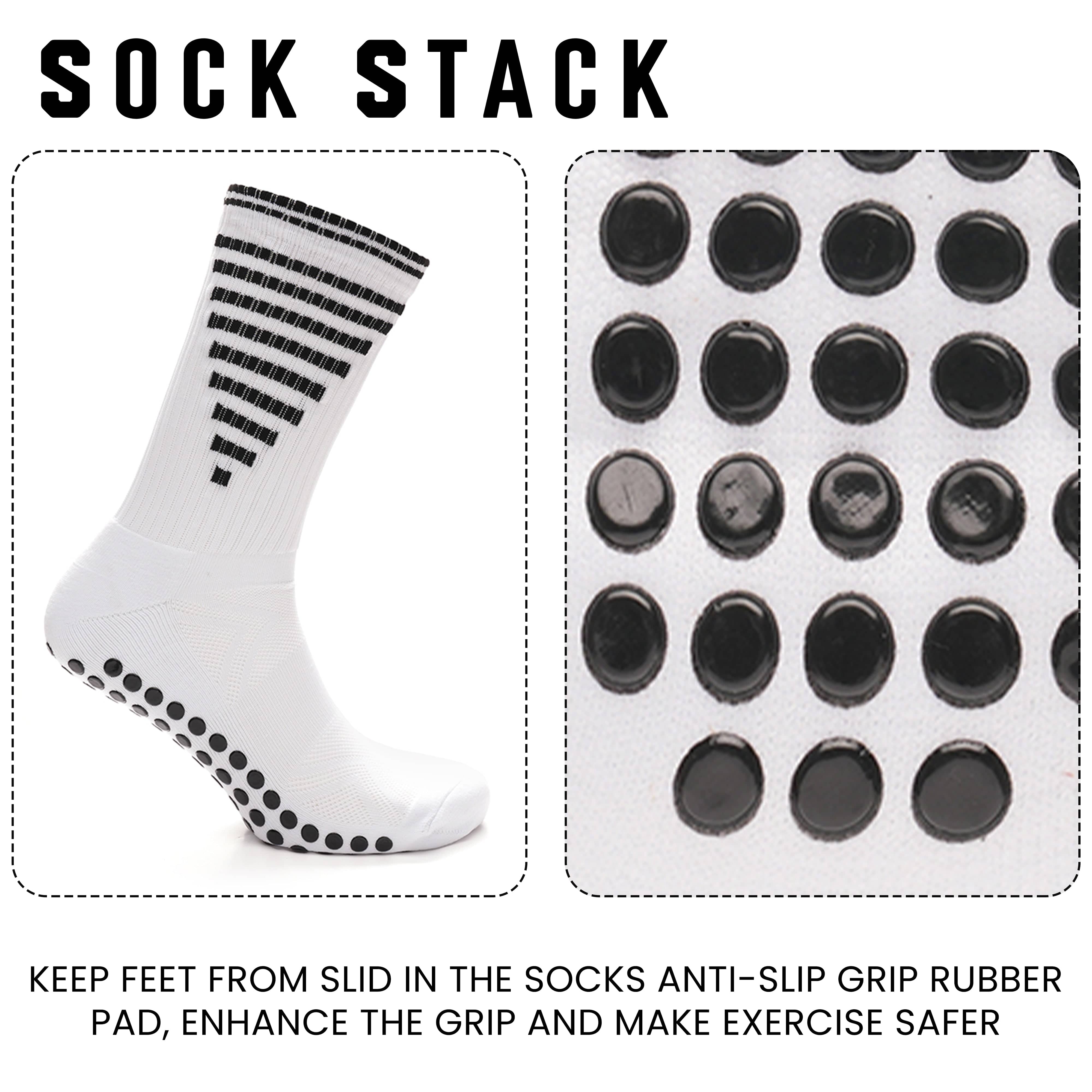 Sock Stack White Anti Slip Football Grip Socks For Men 3 Pairs Ideal For Gym Running Yoga Trekking Hiking Non Slip Cushion For Stability