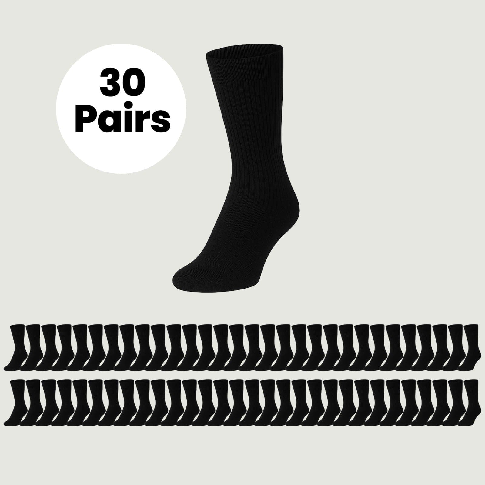 Sock Stack 30 Pairs Mens Cotton Rich Performance Sport Socks UK 6-11 Black Grey White Cushioned Anti-Blister Moisture-Wicking Breathable