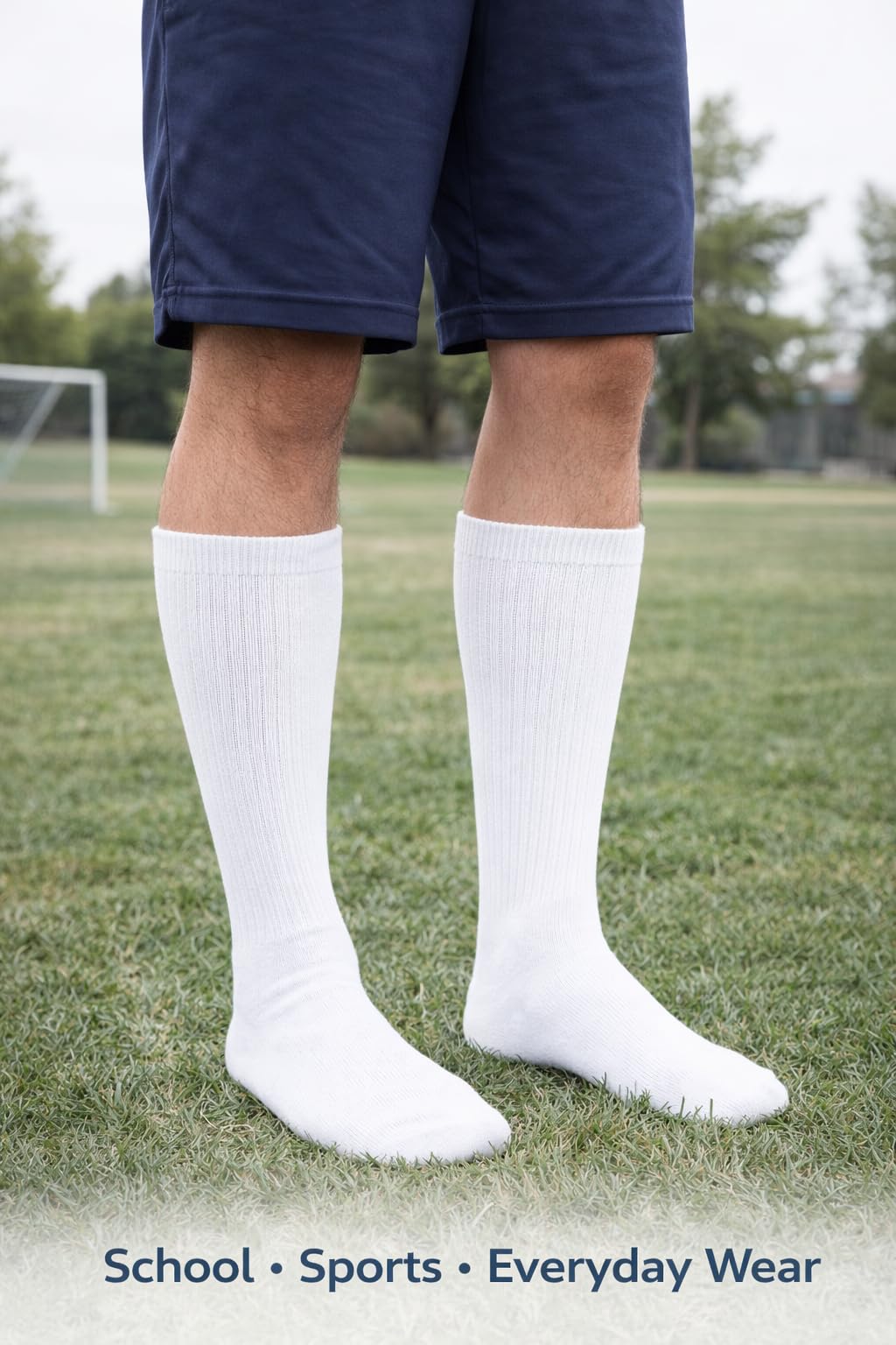 MAYAR STYLES® Men’s 25 Inch White Tube Socks – Over Calf Long Plain Ribbed Sports & School Socks, Soft Stretch Breathable Cotton Classic Old School Multipack UK