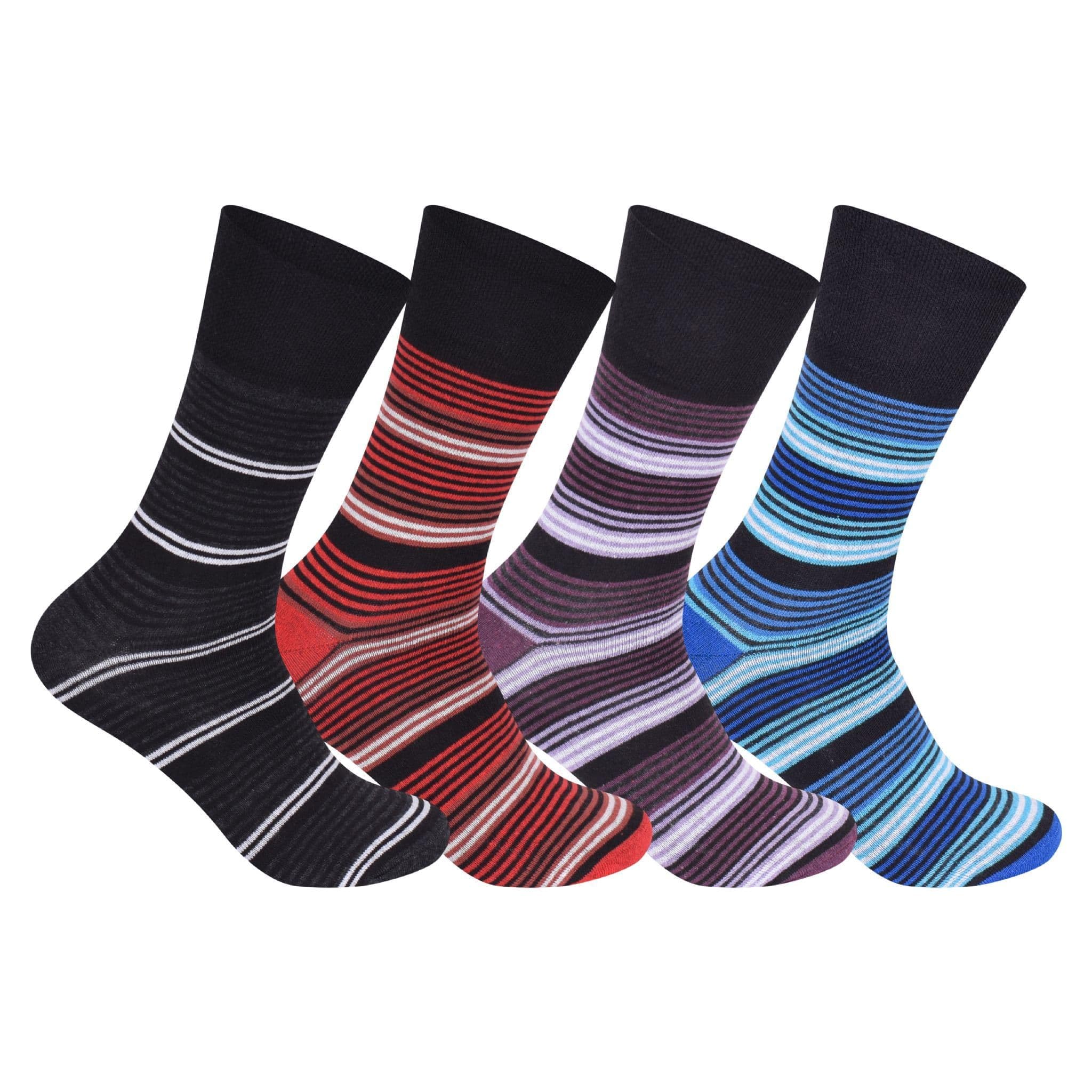MAYAR STYLES Mens Diabetic Stripy Suit Socks, Non-Elastic Cotton Rich, UK 7-11, Stretchy Circulatory Socks