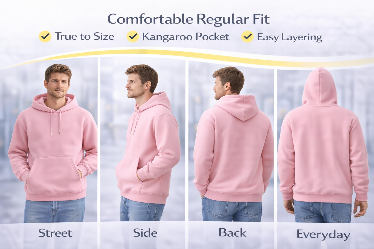 MAYAR STYLES® Men’s Pullover Hoodie Plain Sweatshirt | Soft Warm Fleece Hoodie | Casual Everyday Hoody for Men | S–XXL | Black Grey Charcoal Navy Pink
