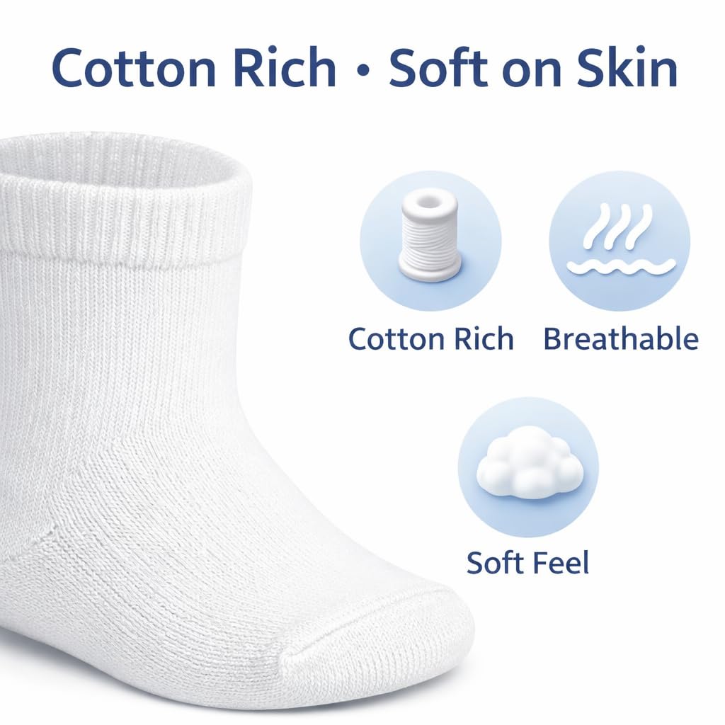 MAYAR STYLES® Unisex Girls Boys School Calf Socks Crew Mid-Calf Cotton Rich Everyday Socks, 6 Pairs
