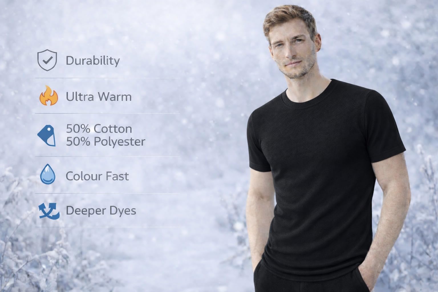 MAYAR STYLES® Men’s Thermal Short Sleeve Underwear Top – Warm Breathable Base Layer – Soft Cotton Blend Winter Thermal T-Shirt – Heat Retaining – S to XXL