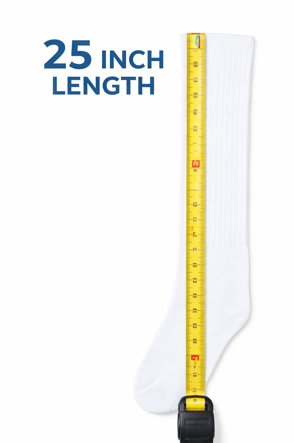 MAYAR STYLES® Men’s 25 Inch White Tube Socks – Over Calf Long Plain Ribbed Sports & School Socks, Soft Stretch Breathable Cotton Classic Old School Multipack UK