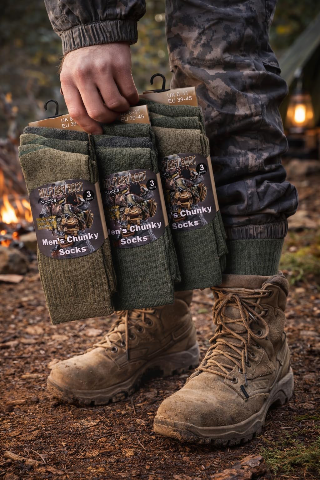 MAYAR STYLES® Men’s Military Boot Socks 6 Pairs | Army Combat Hiking Thermal Socks | Thick Cotton Rich Padded Warm Socks for Work & Outdoor | Size UK 6–11