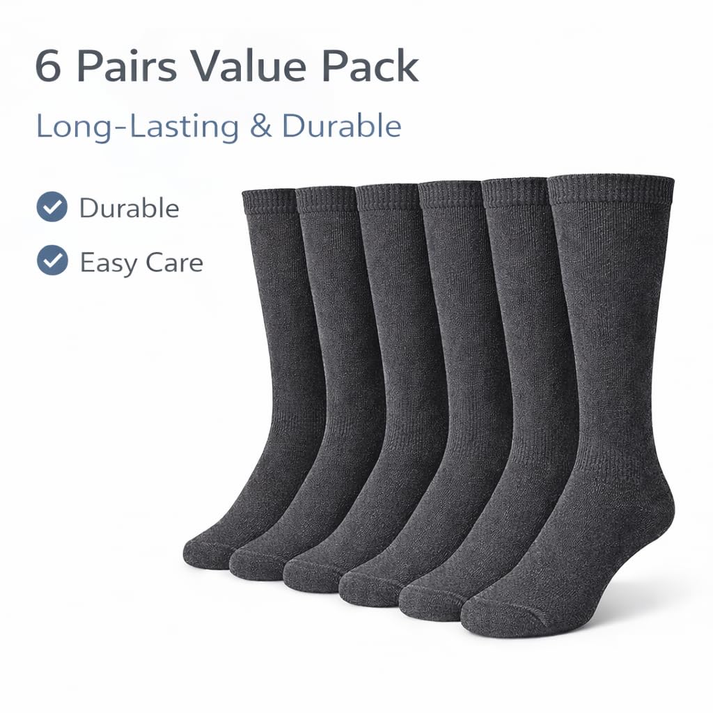 MAYAR STYLES® 6 Pairs Girls Kids Knee High School Socks Cotton Rich | Back to School Plain Long Socks | Uniform, Party & Daily Wear
