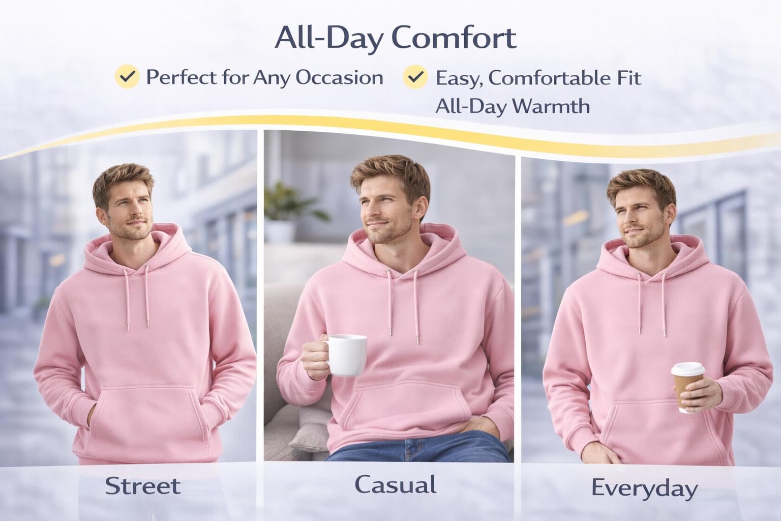 MAYAR STYLES® Men’s Pullover Hoodie Plain Sweatshirt | Soft Warm Fleece Hoodie | Casual Everyday Hoody for Men | S–XXL | Black Grey Charcoal Navy Pink