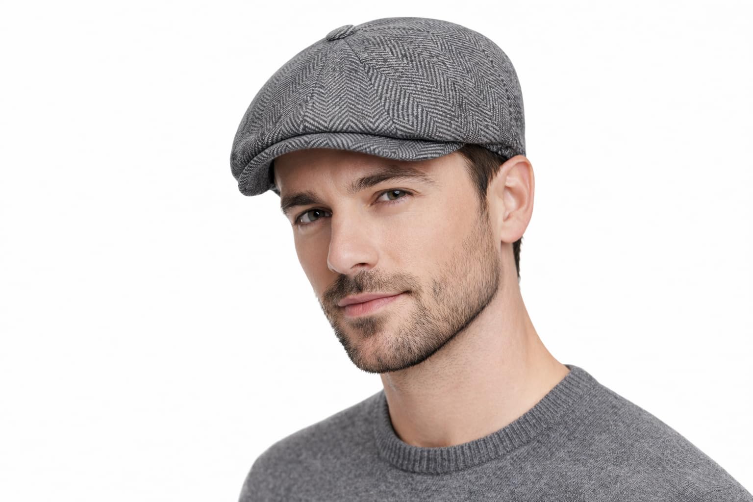 MAYAR STYLES® Men’s 8-Panel Flat Cap Newsboy Hat – Classic Herringbone Gatsby Cap, Structured Fit, Smart Casual British Style, Sizes S–XXL
