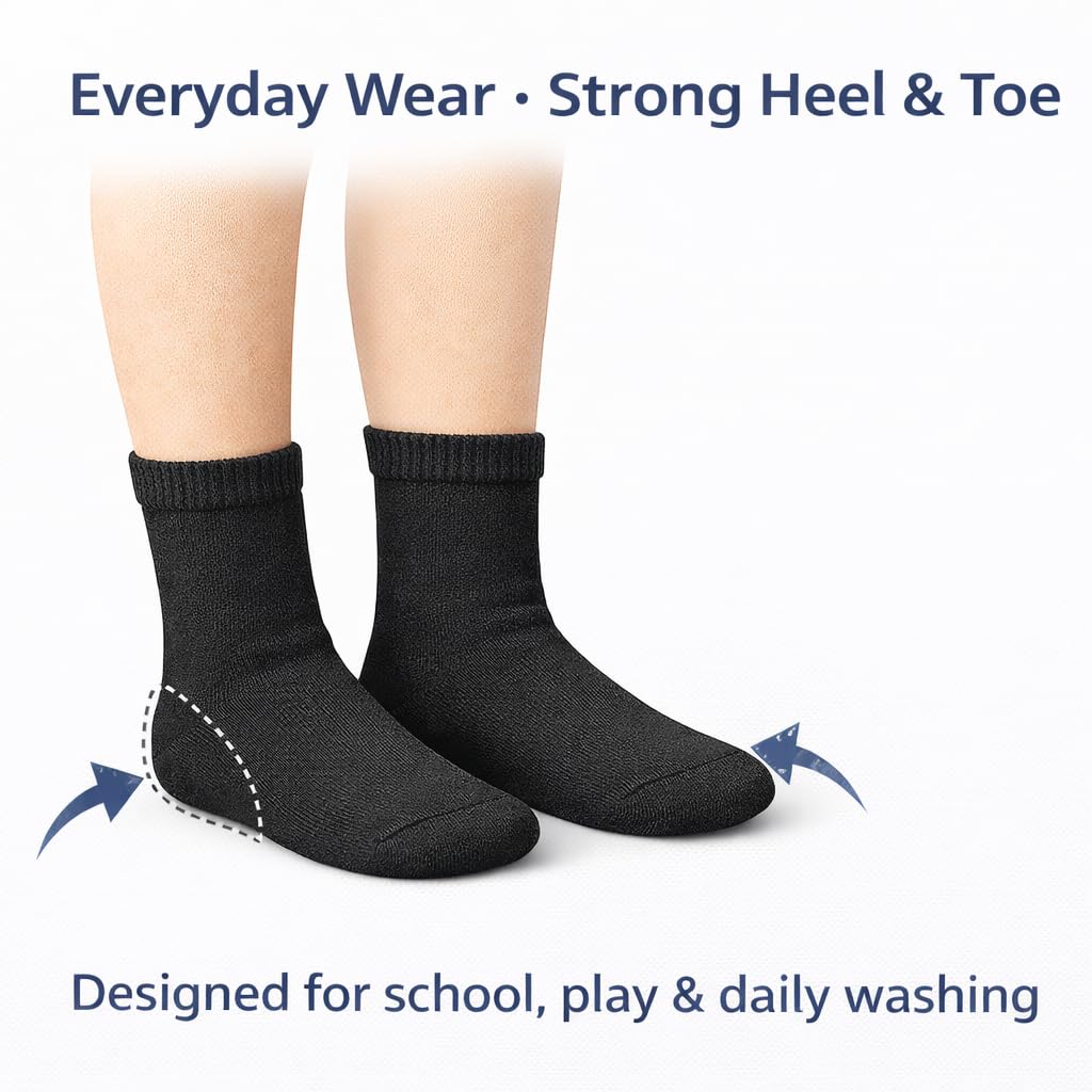 MAYAR STYLES® Unisex Girls Boys School Calf Socks Crew Mid-Calf Cotton Rich Everyday Socks, 6 Pairs