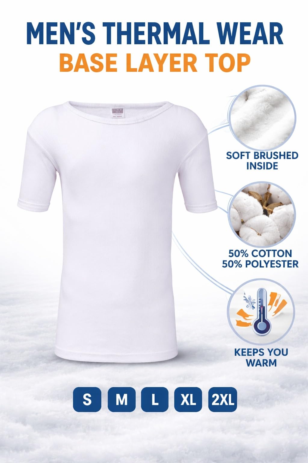 MAYAR STYLES® Men’s Thermal Short Sleeve Underwear Top – Warm Breathable Base Layer – Soft Cotton Blend Winter Thermal T-Shirt – Heat Retaining – S to XXL