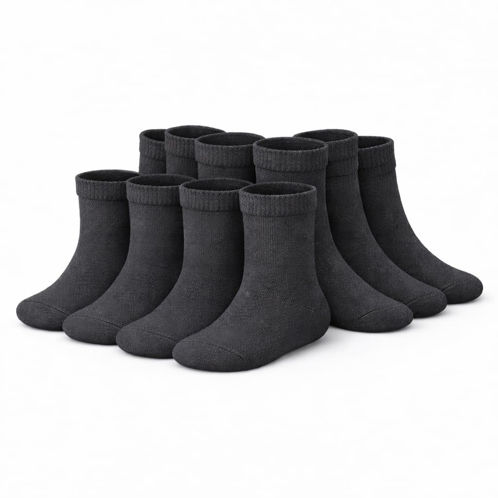 MAYAR STYLES® Unisex Girls Boys School Calf Socks Crew Mid-Calf Cotton Rich Everyday Socks, 6 Pairs