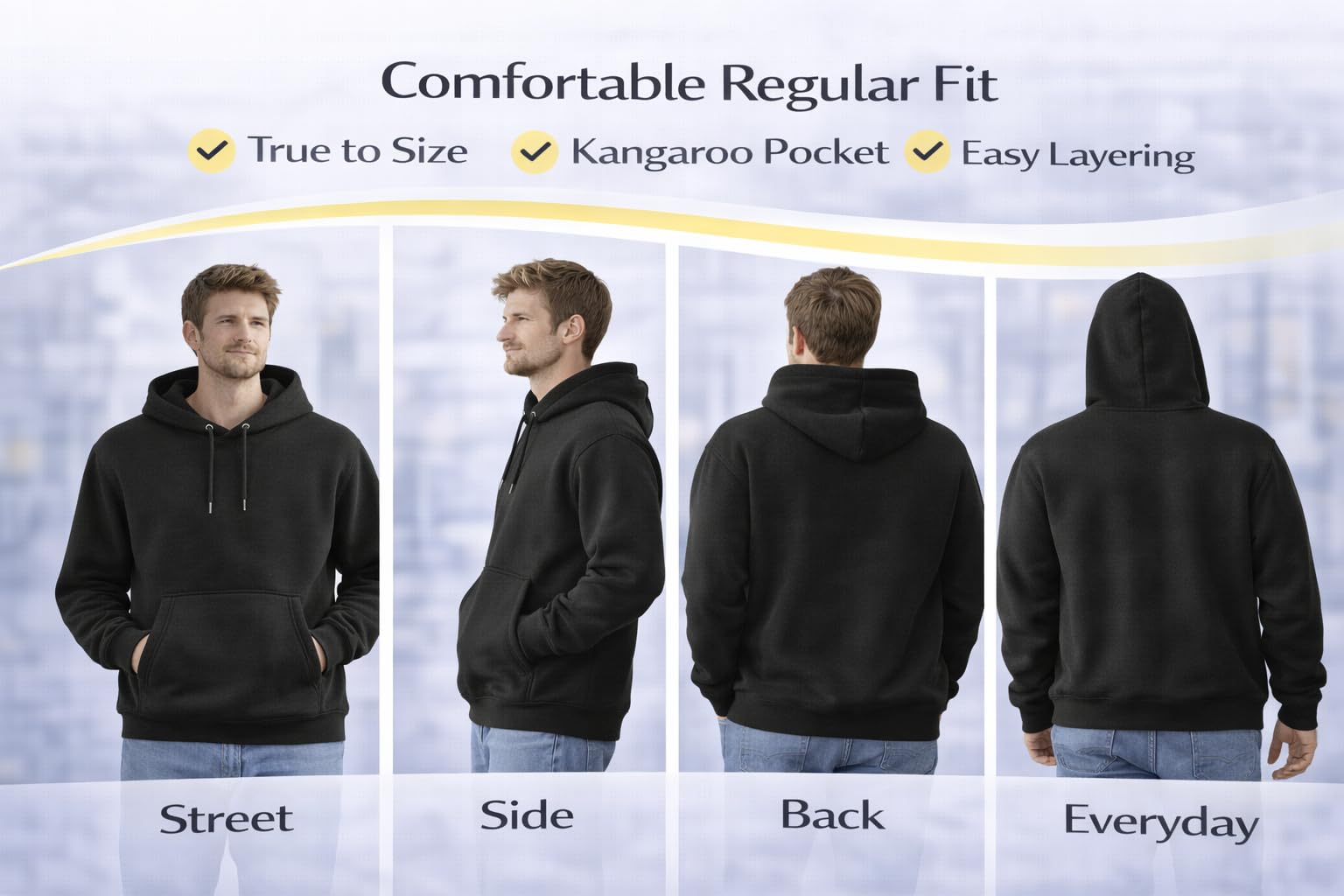 MAYAR STYLES® Men’s Pullover Hoodie Plain Sweatshirt | Soft Warm Fleece Hoodie | Casual Everyday Hoody for Men | S–XXL | Black Grey Charcoal Navy Pink