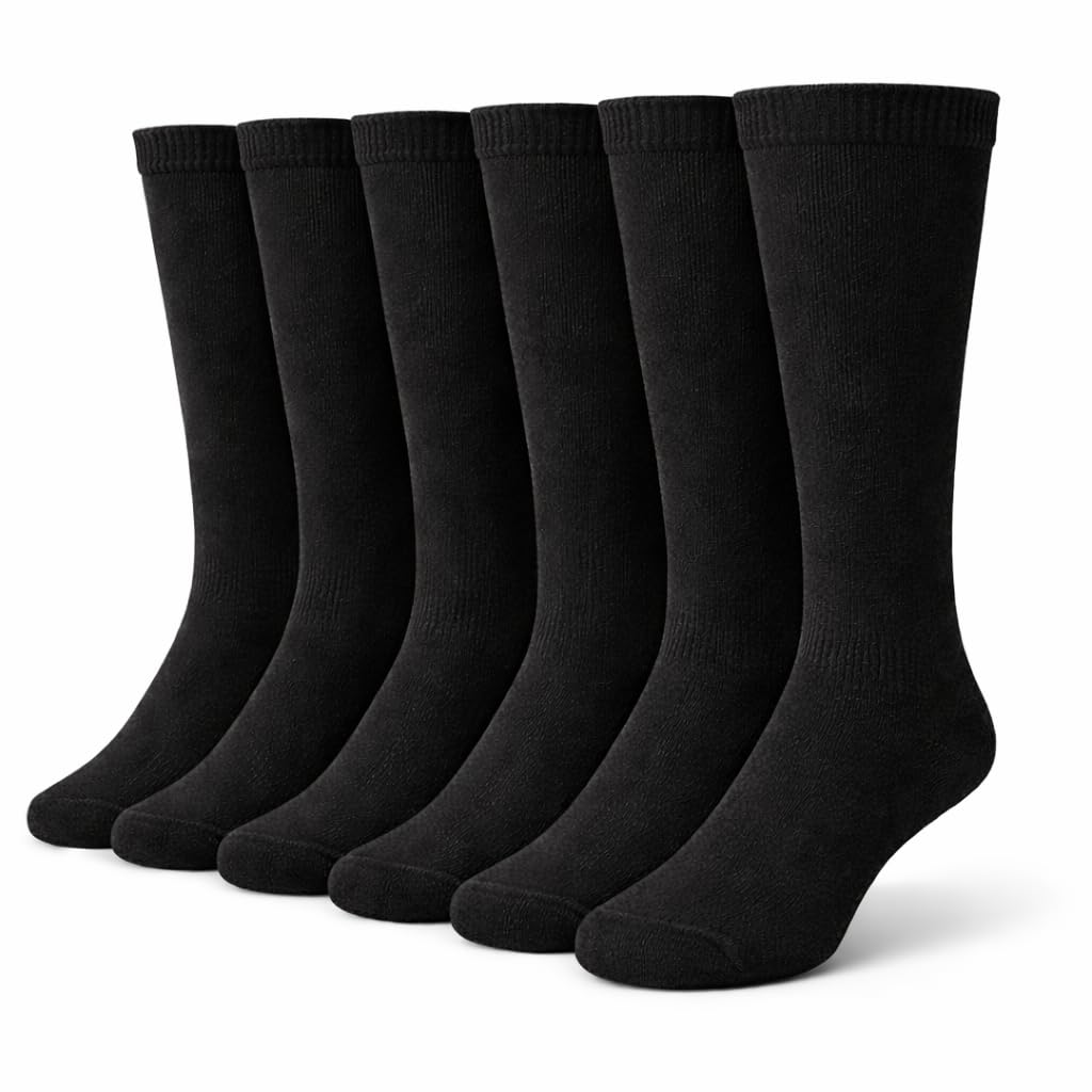MAYAR STYLES® 6 Pairs Girls Kids Knee High School Socks Cotton Rich | Back to School Plain Long Socks | Uniform, Party & Daily Wear