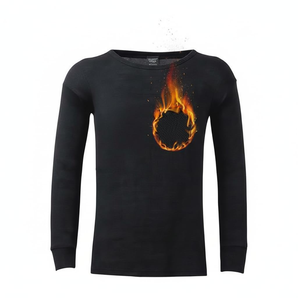 MAYAR STYLES Mens Thermals - Thermal Top for Men, Long Sleeve Thermal Tops Mens, Thermal Vests, Comfort Fit Thermal Shirt Men, 0.45 TOG, Cotton-Polyester Blend in Black, White, Charcoal, Small to XXL
