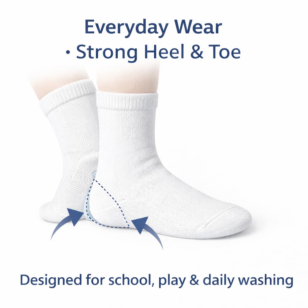 MAYAR STYLES® Unisex Girls Boys School Calf Socks Crew Mid-Calf Cotton Rich Everyday Socks, 6 Pairs