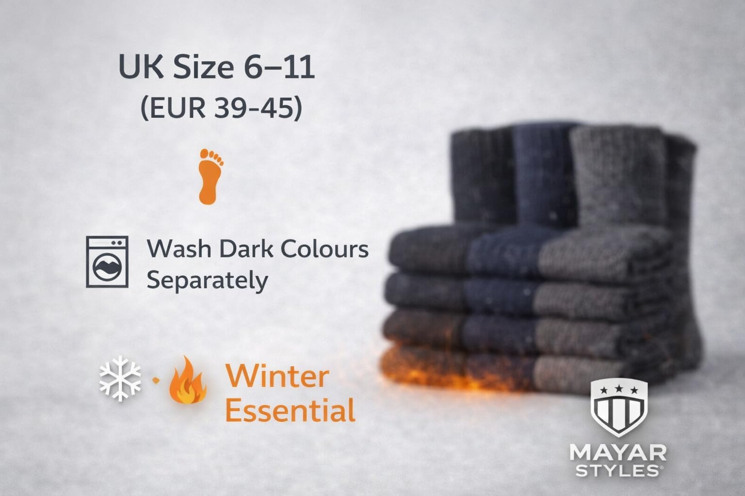 MAYAR STYLES® Men’s Thermal Long Socks – Extra Warm Winter Socks, Thick Insulated, Soft Acrylic Blend, Cold Weather Work & Outdoor Socks, UK 6–11