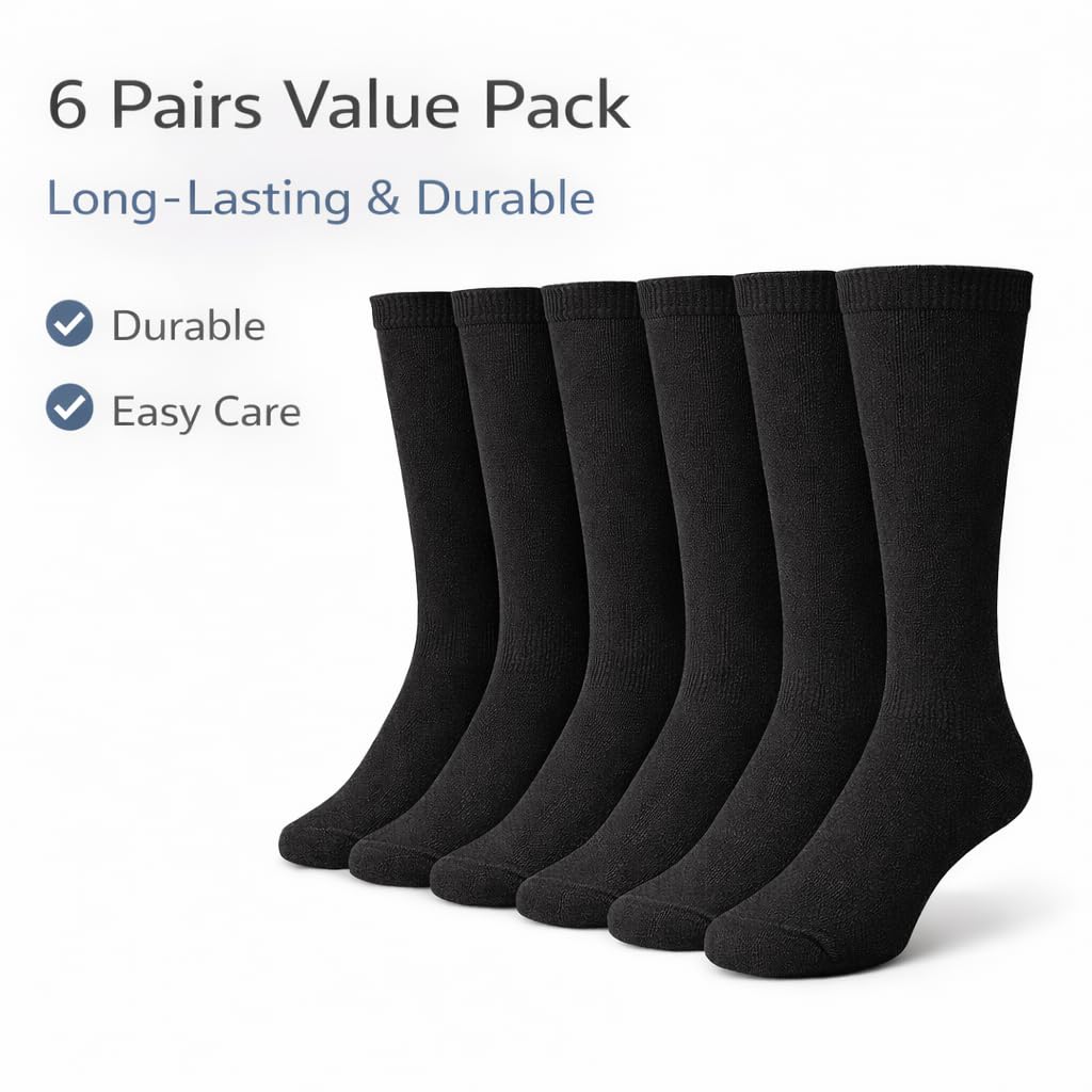 MAYAR STYLES® 6 Pairs Girls Kids Knee High School Socks Cotton Rich | Back to School Plain Long Socks | Uniform, Party & Daily Wear