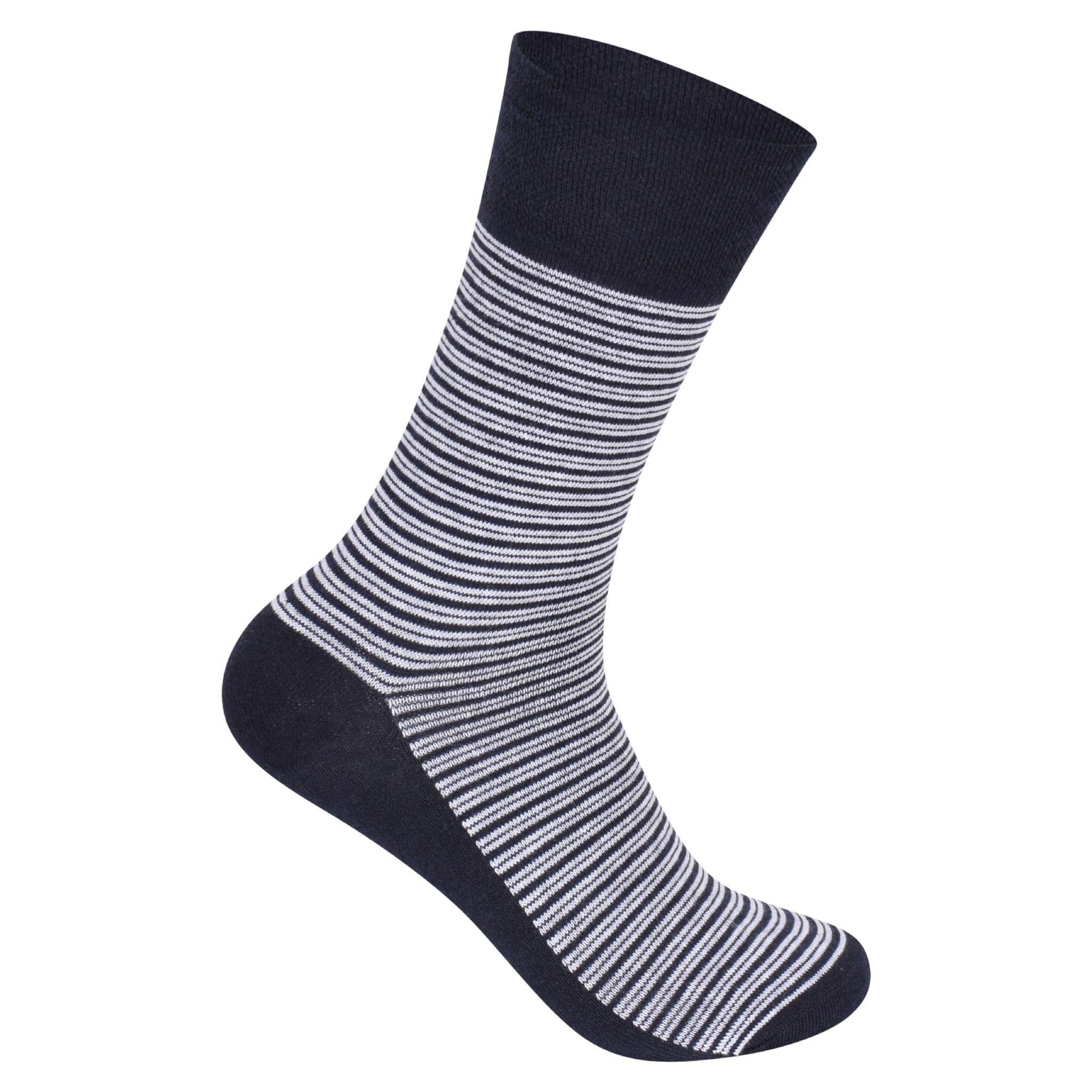 MAYAR STYLES Mens Diabetic Stripy Suit Socks, Non-Elastic Cotton Rich, UK 7-11, Stretchy Circulatory Socks