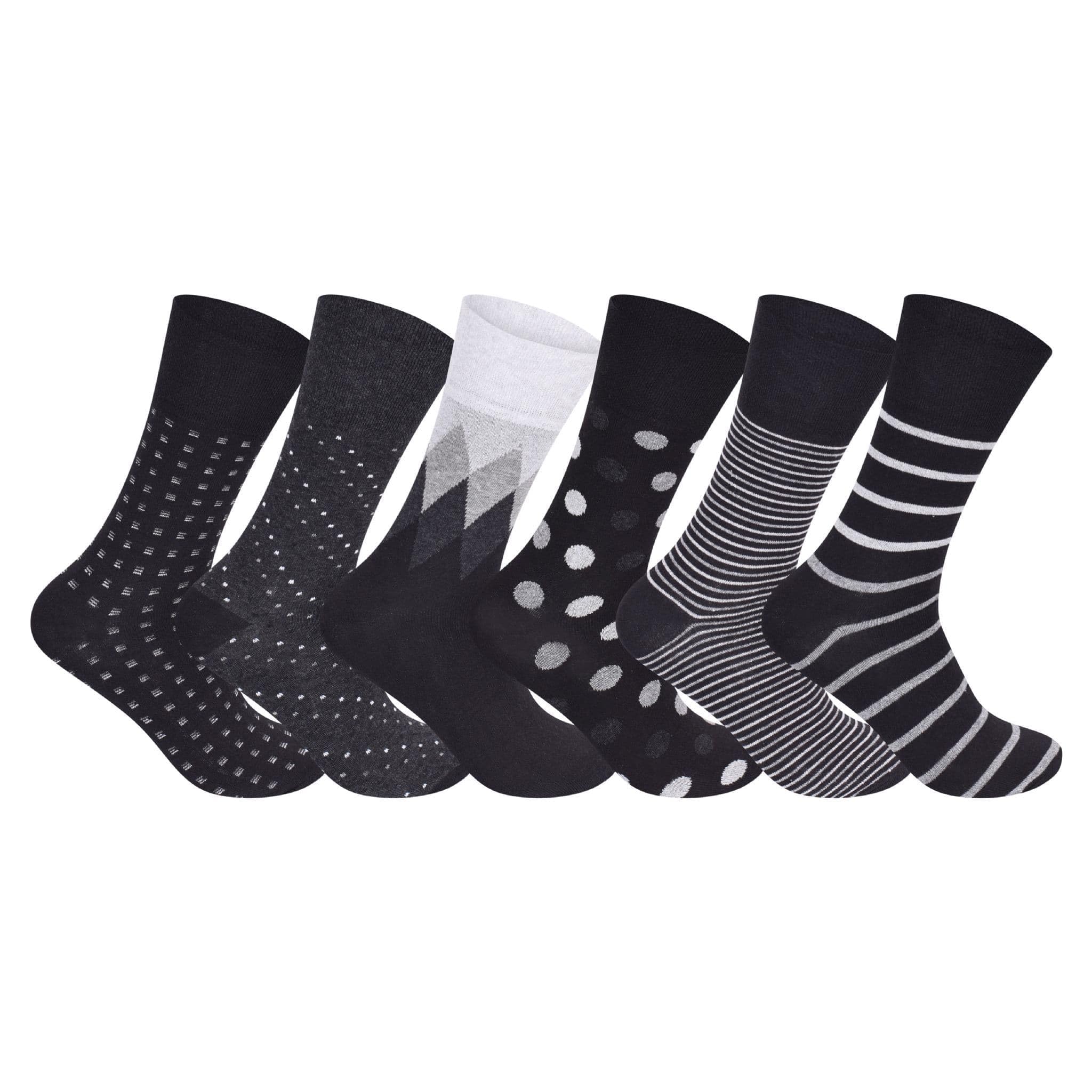 MAYAR STYLES Mens Diabetic Stripy Suit Socks, Non-Elastic Cotton Rich, UK 7-11, Stretchy Circulatory Socks