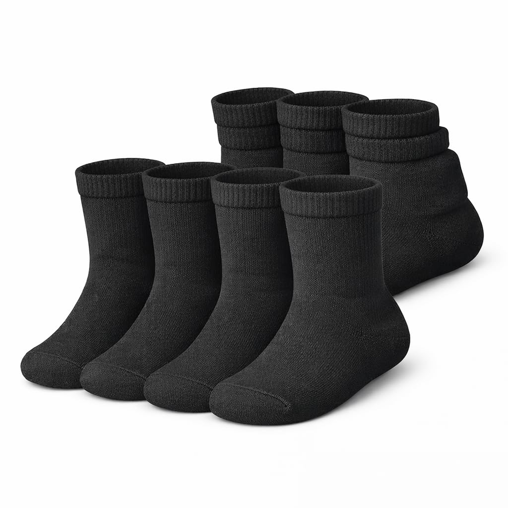 MAYAR STYLES® Unisex Girls Boys School Calf Socks Crew Mid-Calf Cotton Rich Everyday Socks, 6 Pairs