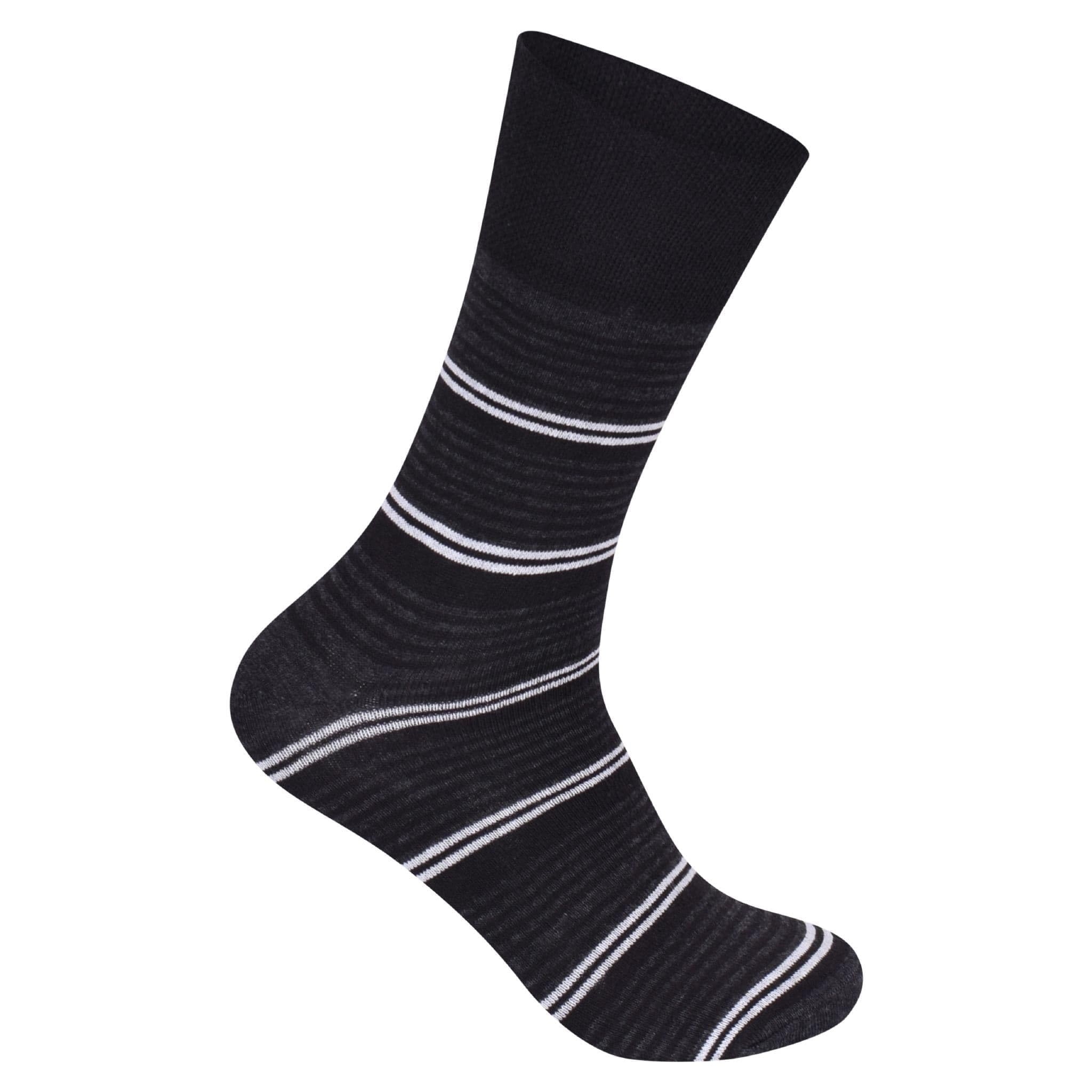 MAYAR STYLES Mens Diabetic Stripy Suit Socks, Non-Elastic Cotton Rich, UK 7-11, Stretchy Circulatory Socks