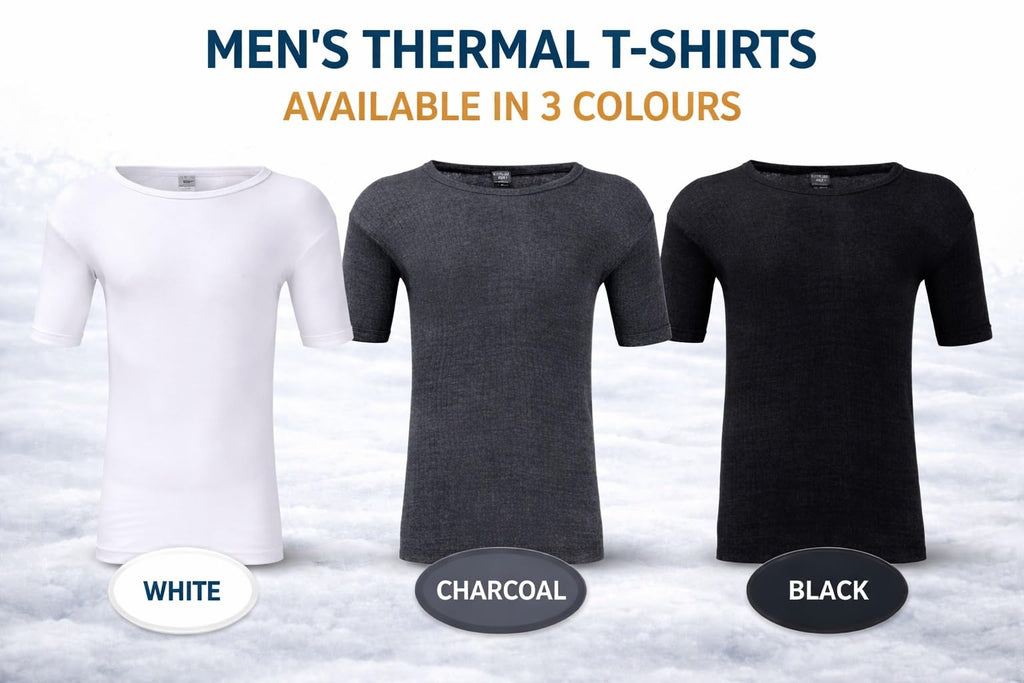 MAYAR STYLES® Men’s Thermal Short Sleeve Underwear Top – Warm Breathable Base Layer – Soft Cotton Blend Winter Thermal T-Shirt – Heat Retaining – S to XXL
