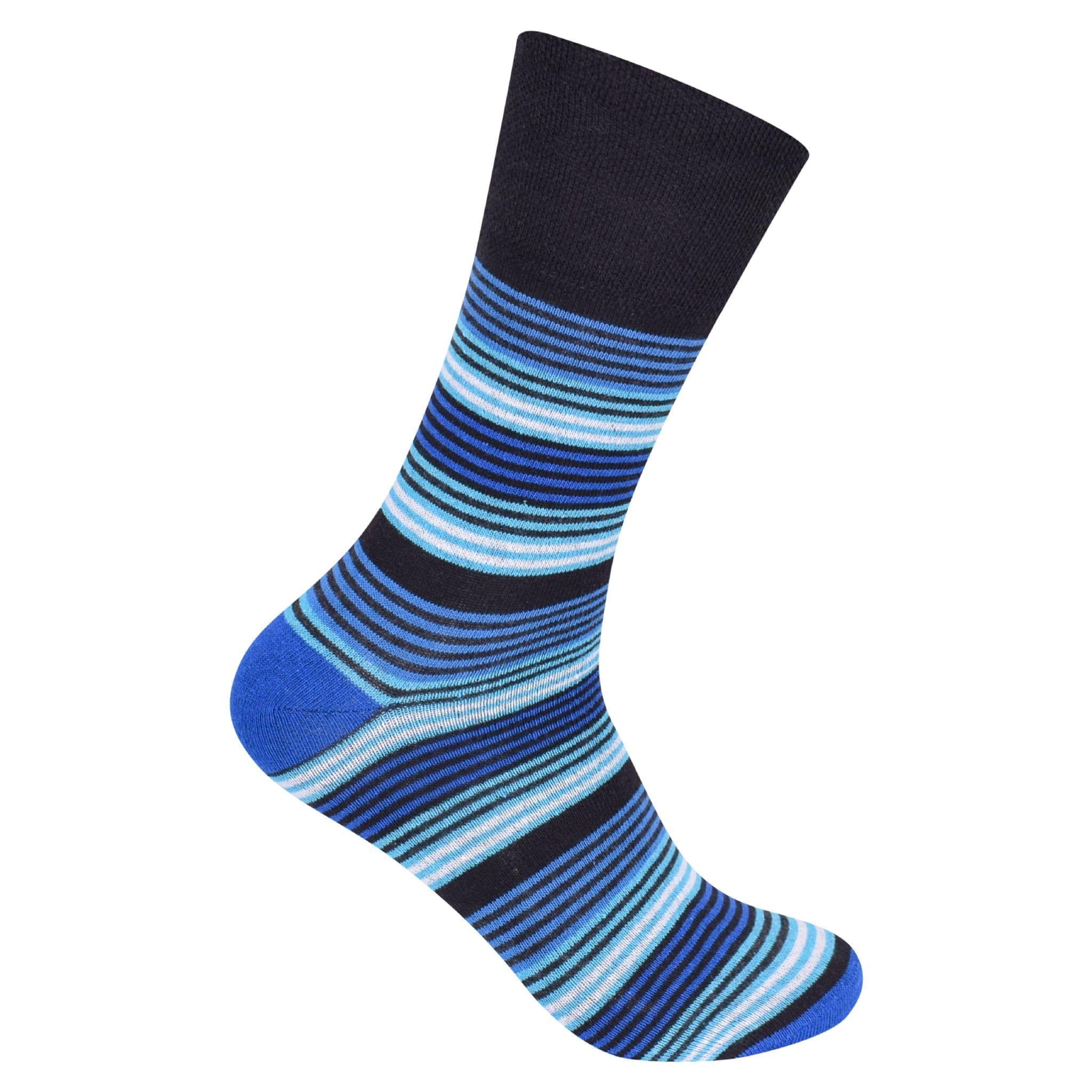 MAYAR STYLES Mens Diabetic Stripy Suit Socks, Non-Elastic Cotton Rich, UK 7-11, Stretchy Circulatory Socks
