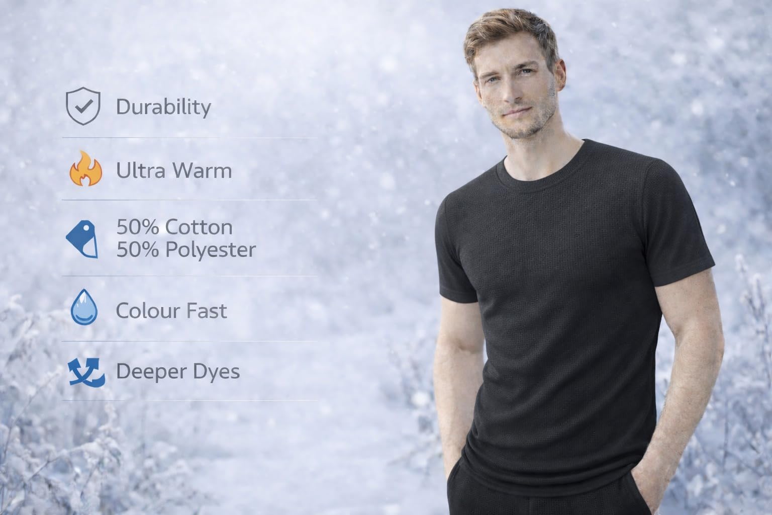 MAYAR STYLES® Men’s Thermal Short Sleeve Underwear Top – Warm Breathable Base Layer – Soft Cotton Blend Winter Thermal T-Shirt – Heat Retaining – S to XXL