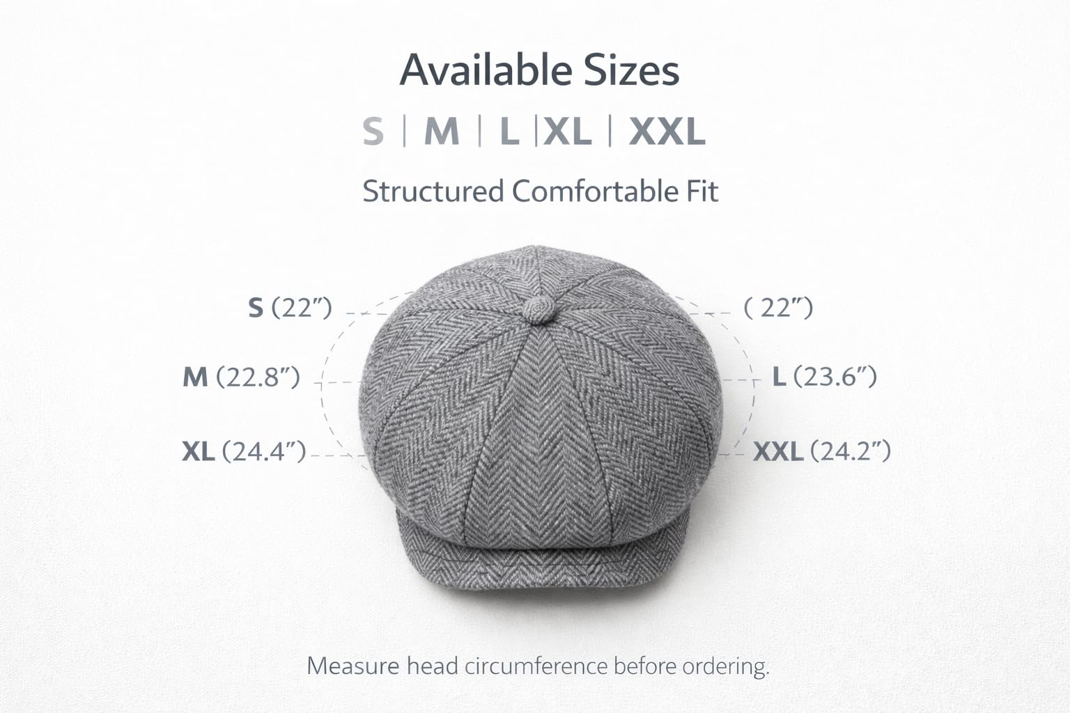 MAYAR STYLES® Men’s 8-Panel Flat Cap Newsboy Hat – Classic Herringbone Gatsby Cap, Structured Fit, Smart Casual British Style, Sizes S–XXL