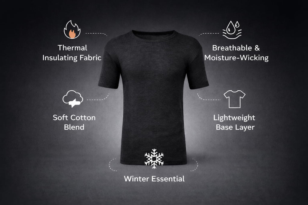 MAYAR STYLES® Men’s Thermal Short Sleeve Underwear Top – Warm Breathable Base Layer – Soft Cotton Blend Winter Thermal T-Shirt – Heat Retaining – S to XXL